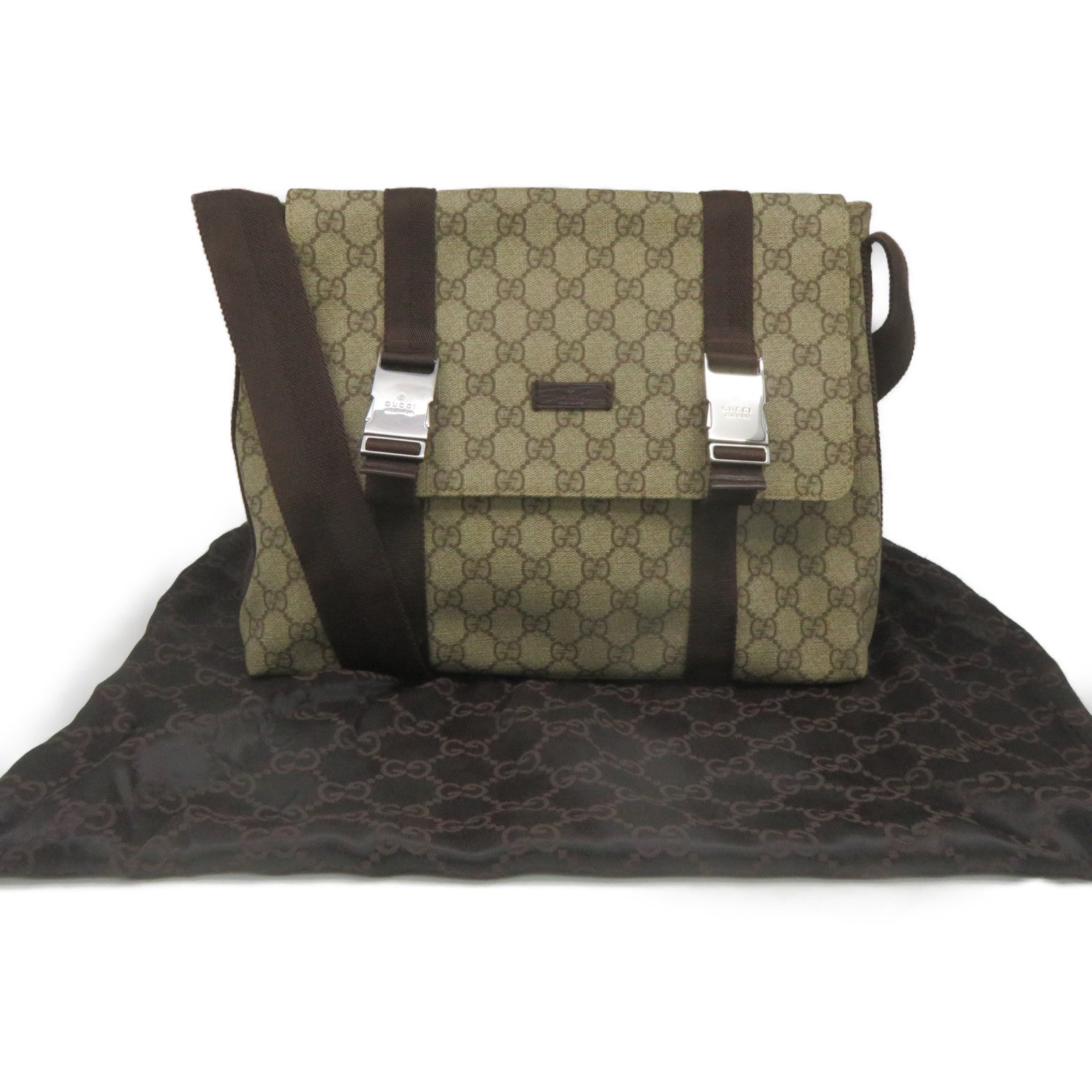 GUCCI Coated Canvas Shoulder Bag Brown Brown