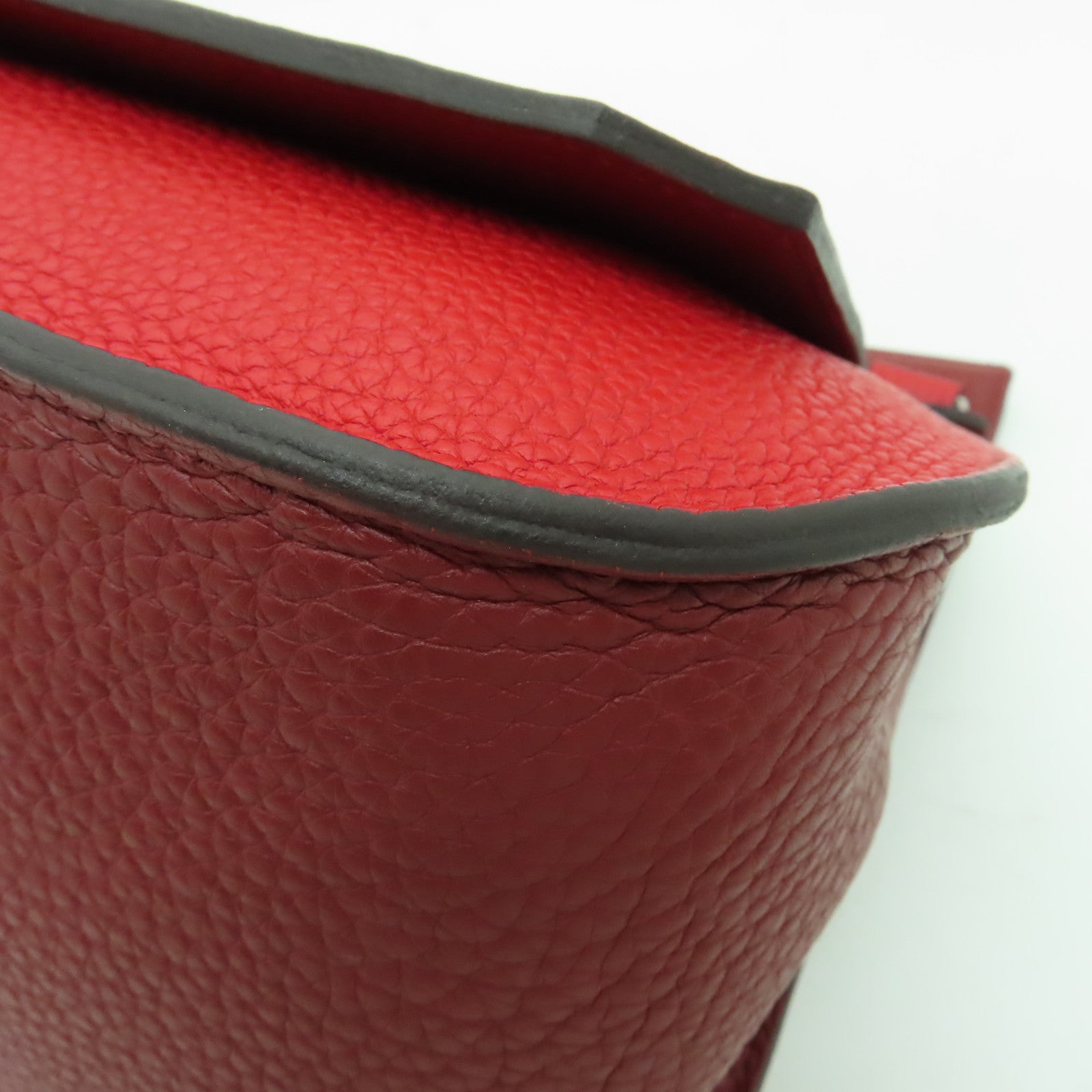 HERMES Clemence皮革Jypsiere 28銀扣肩背袋紅色