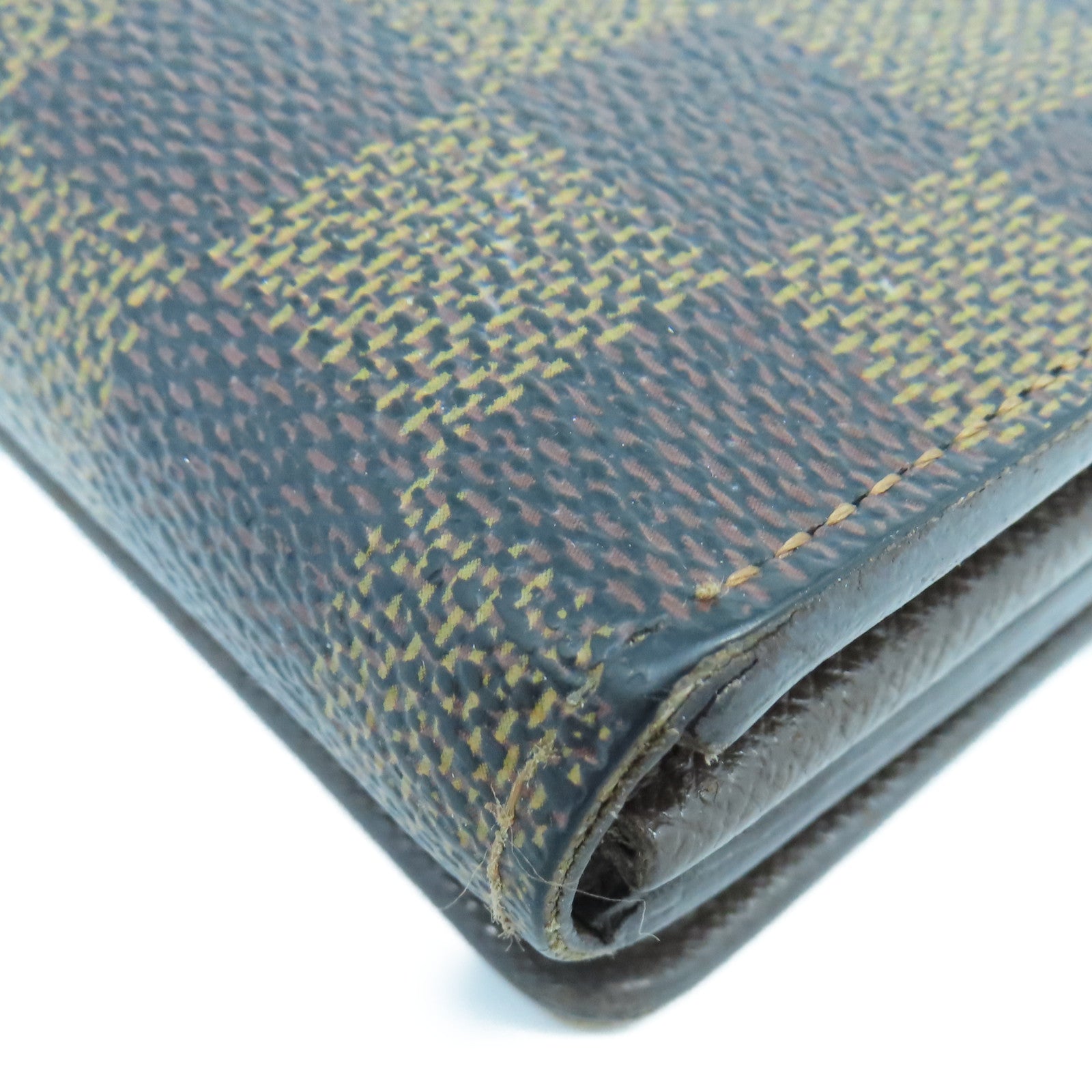 LOUIS VUITTON Damier Ebene金扣錢包棕色