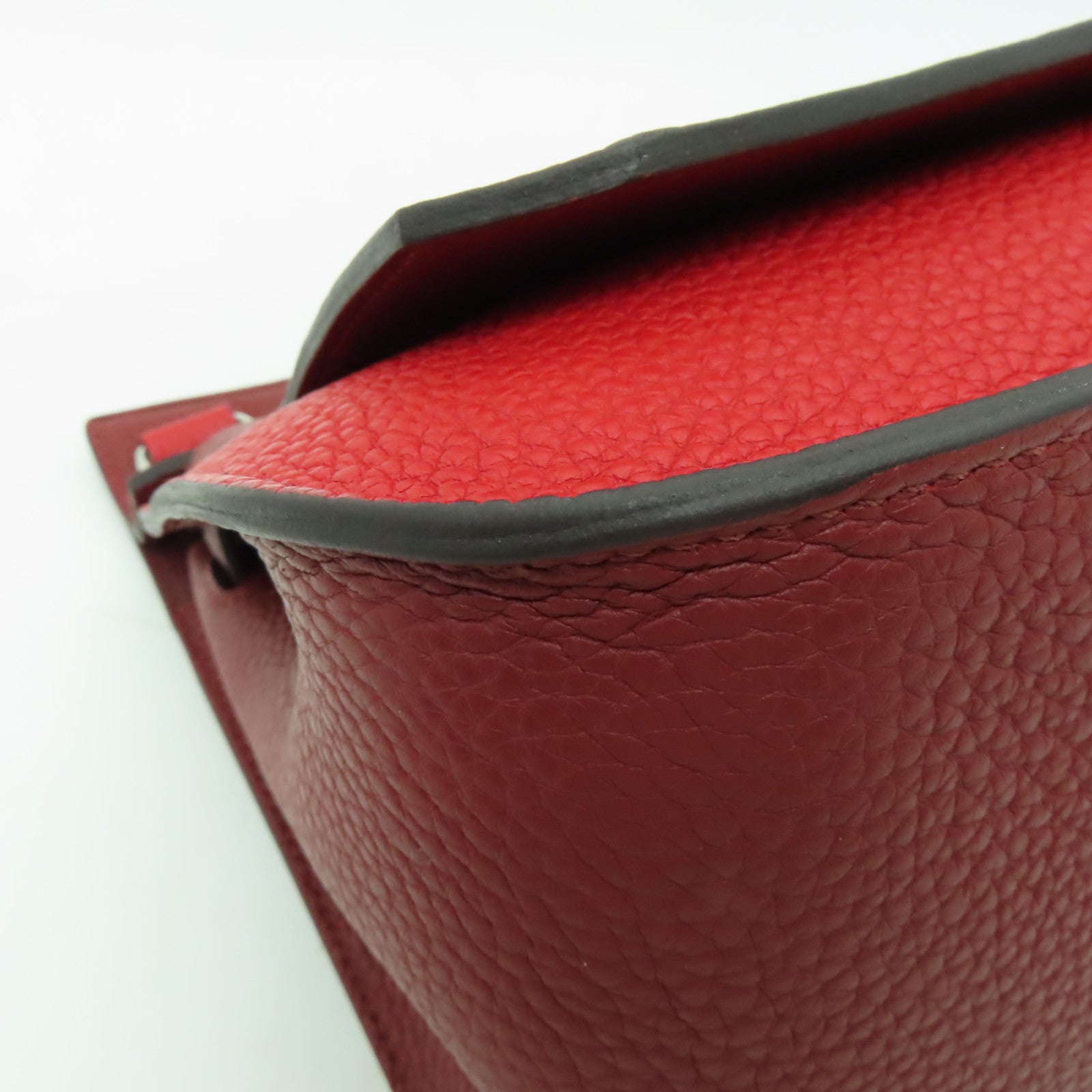 HERMES Clemence皮革Jypsiere 28銀扣肩背袋紅色