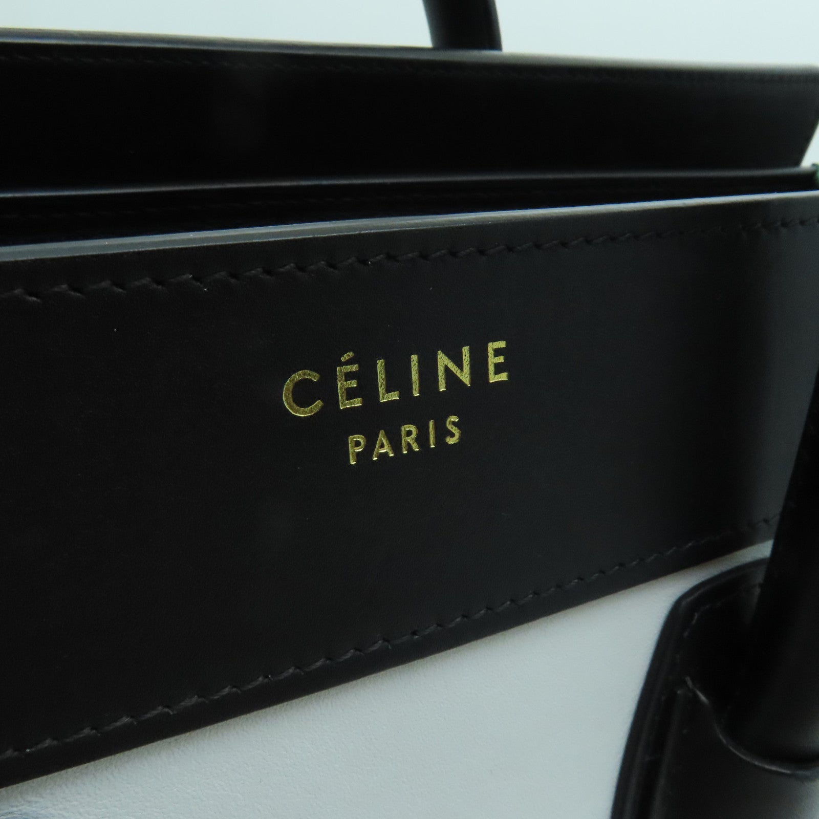 CELINE 牛皮皮革Micro Luggage金扣手挽袋白色/黑色/绿色
