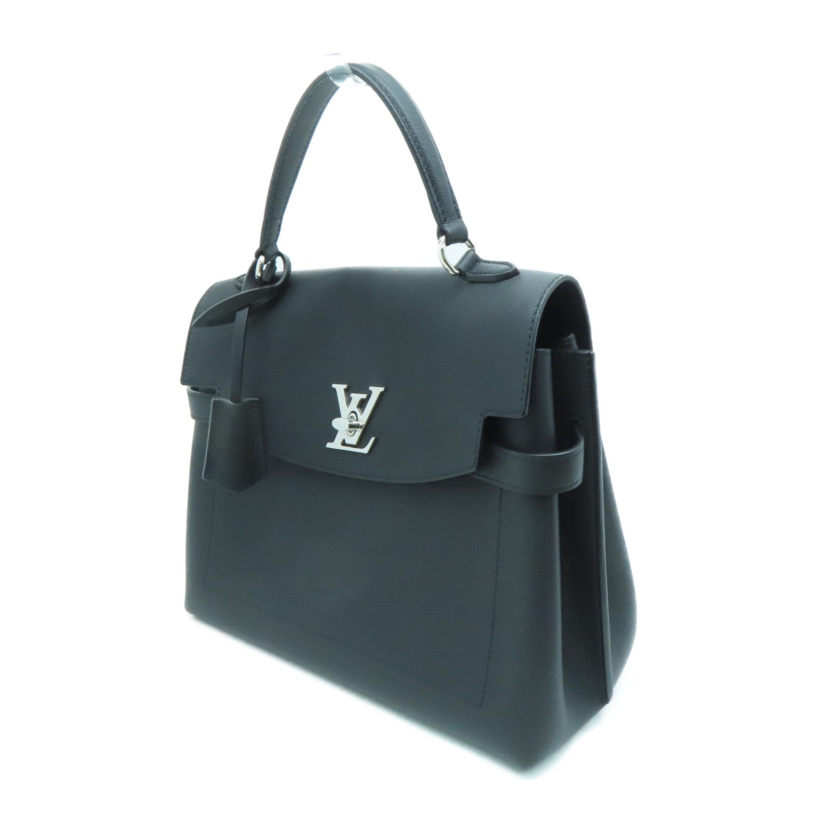 LOUIS VUITTON 牛皮皮革Lockme Ever BB银扣手挽肩背两用袋黑色