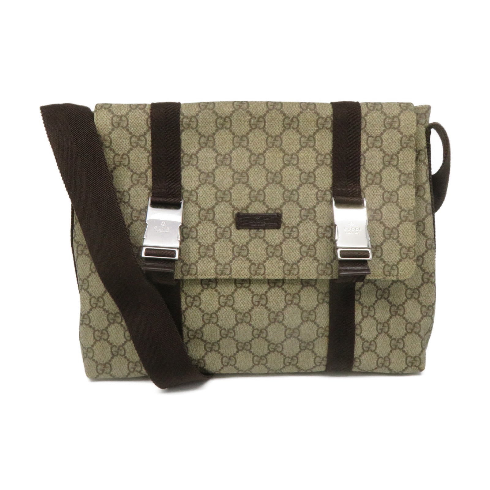 GUCCI Coated Canvas Shoulder Bag Brown Brown