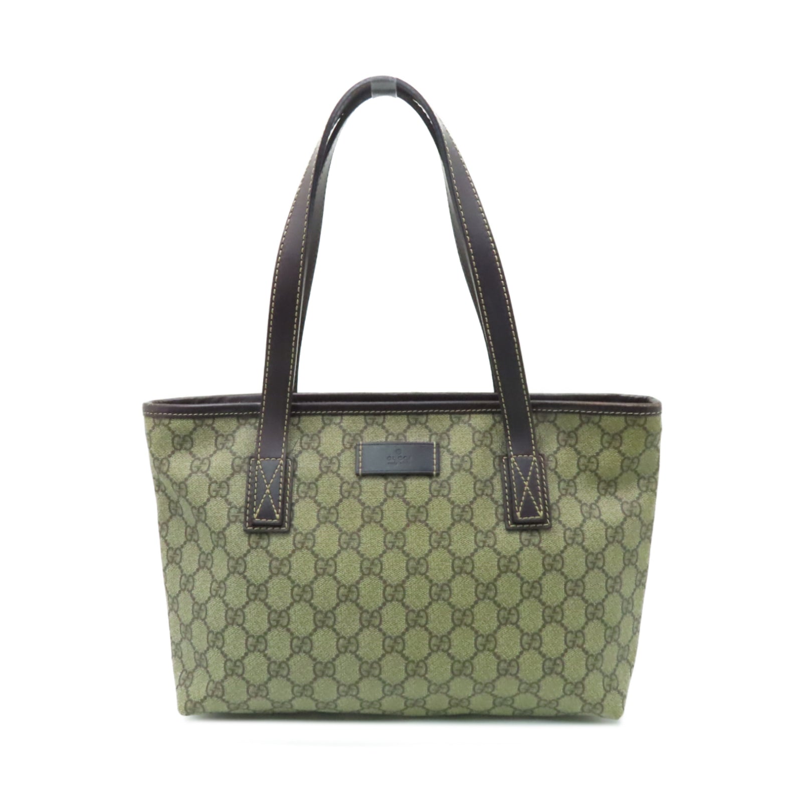 GUCCI 塗層帆布Tote Bag銀扣手挽袋啡色