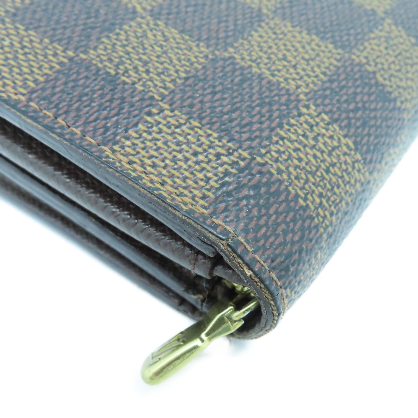 LOUIS VUITTON Damier Ebene金扣錢包棕色