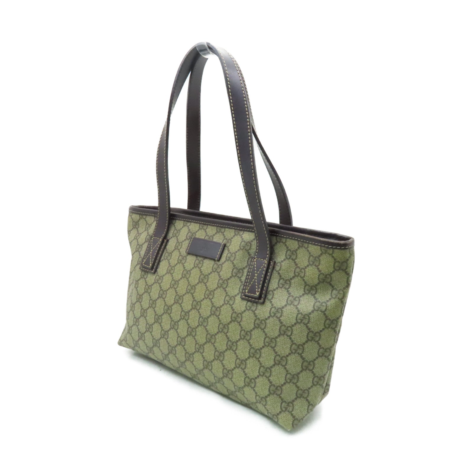 GUCCI 塗層帆布Tote Bag銀扣手挽袋啡色