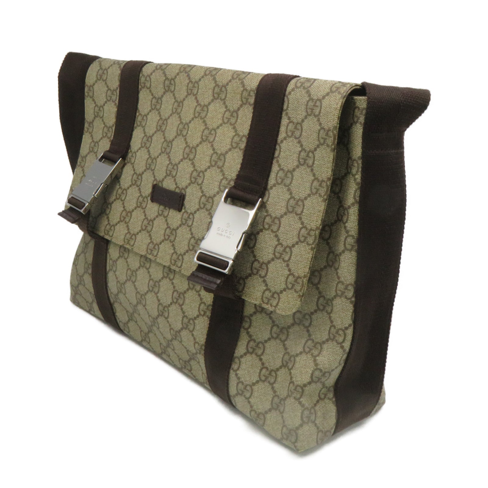 GUCCI Coated Canvas Shoulder Bag Brown Brown