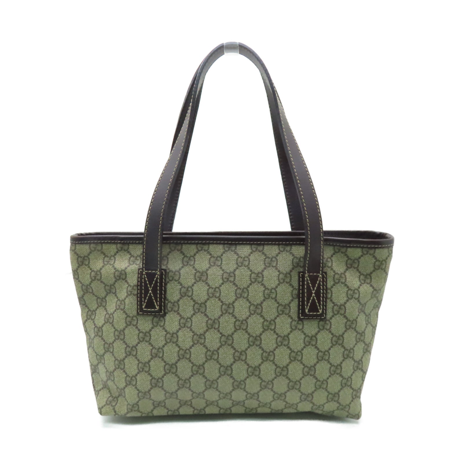 GUCCI 塗層帆布Tote Bag銀扣手挽袋啡色