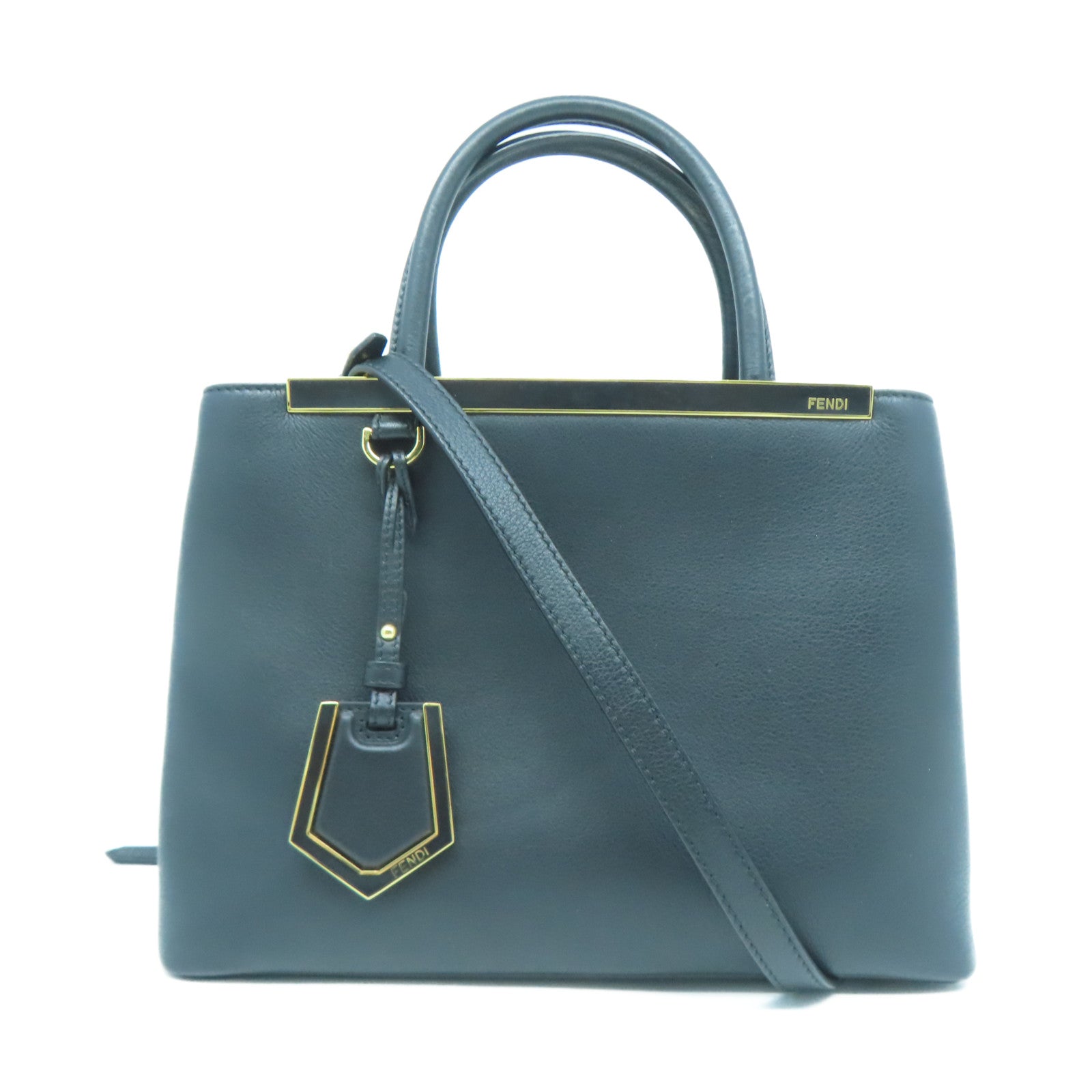 FENDI 【激減優惠】牛皮皮革2 Jour金扣手挽肩背兩用袋黑色