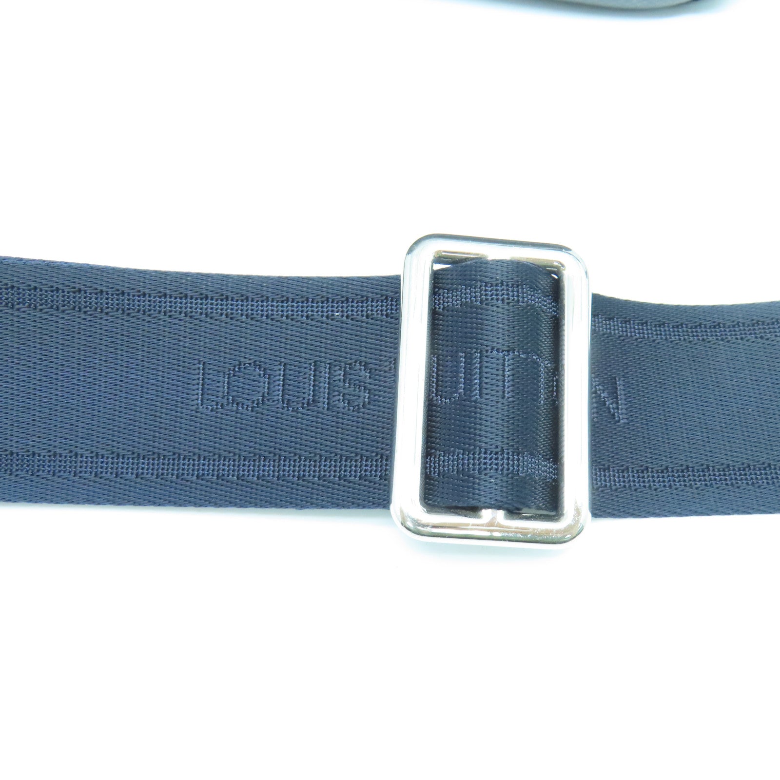 LOUIS VUITTON Tiga Leather Roman Silver Buckle Shoulder Bag Black