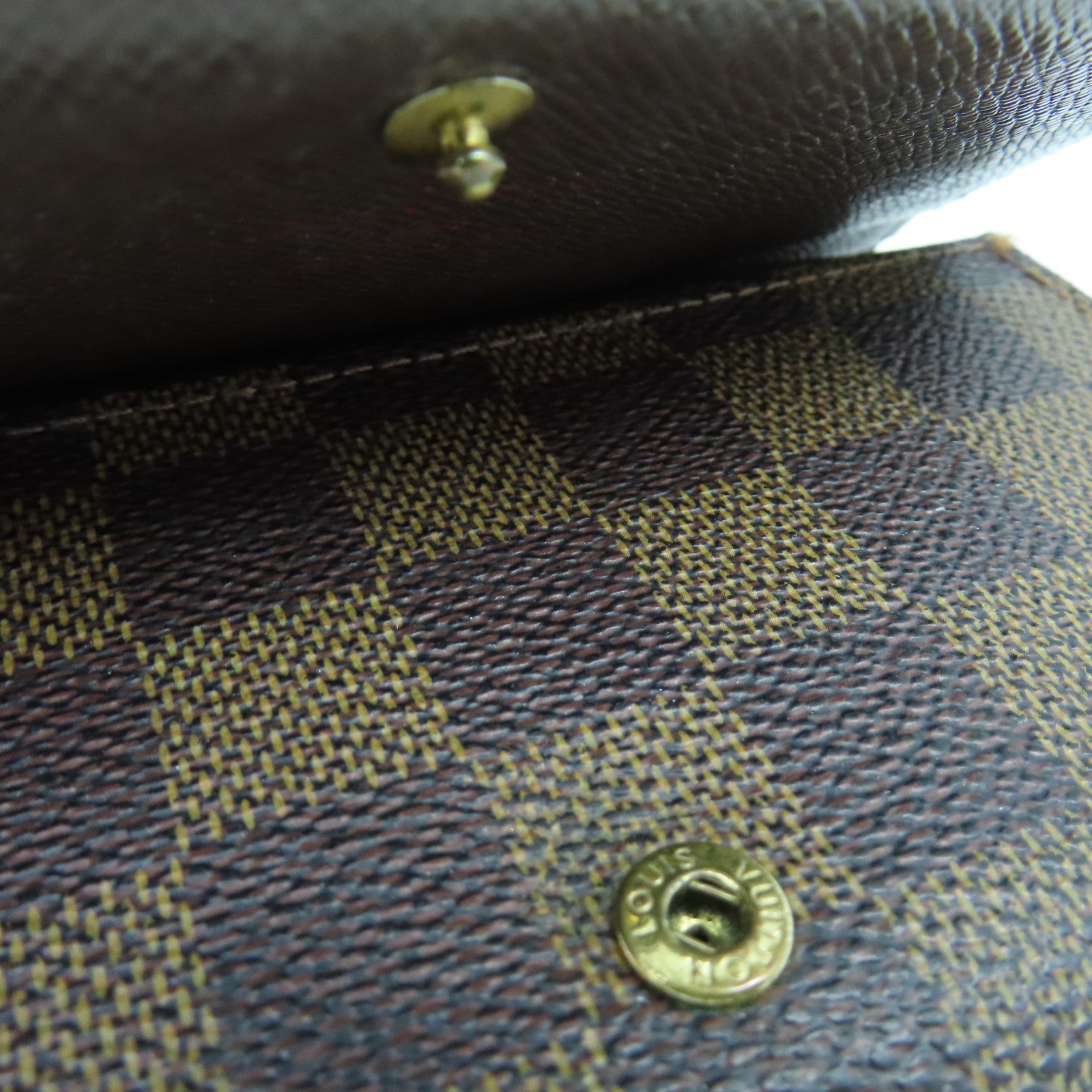 LOUIS VUITTON Damier Ebene金扣錢包棕色