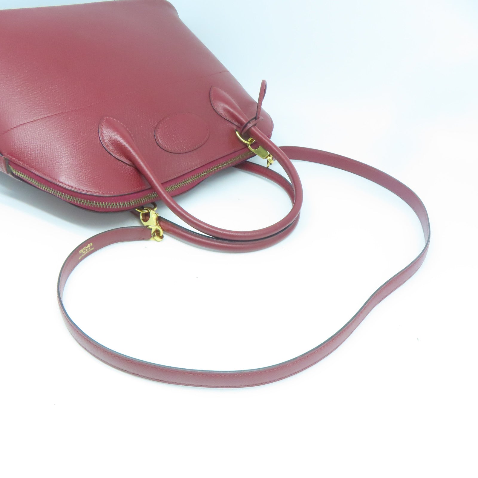 HERMES Veau Epsom皮革Bolide 31金扣手挽肩背兩用袋正紅色