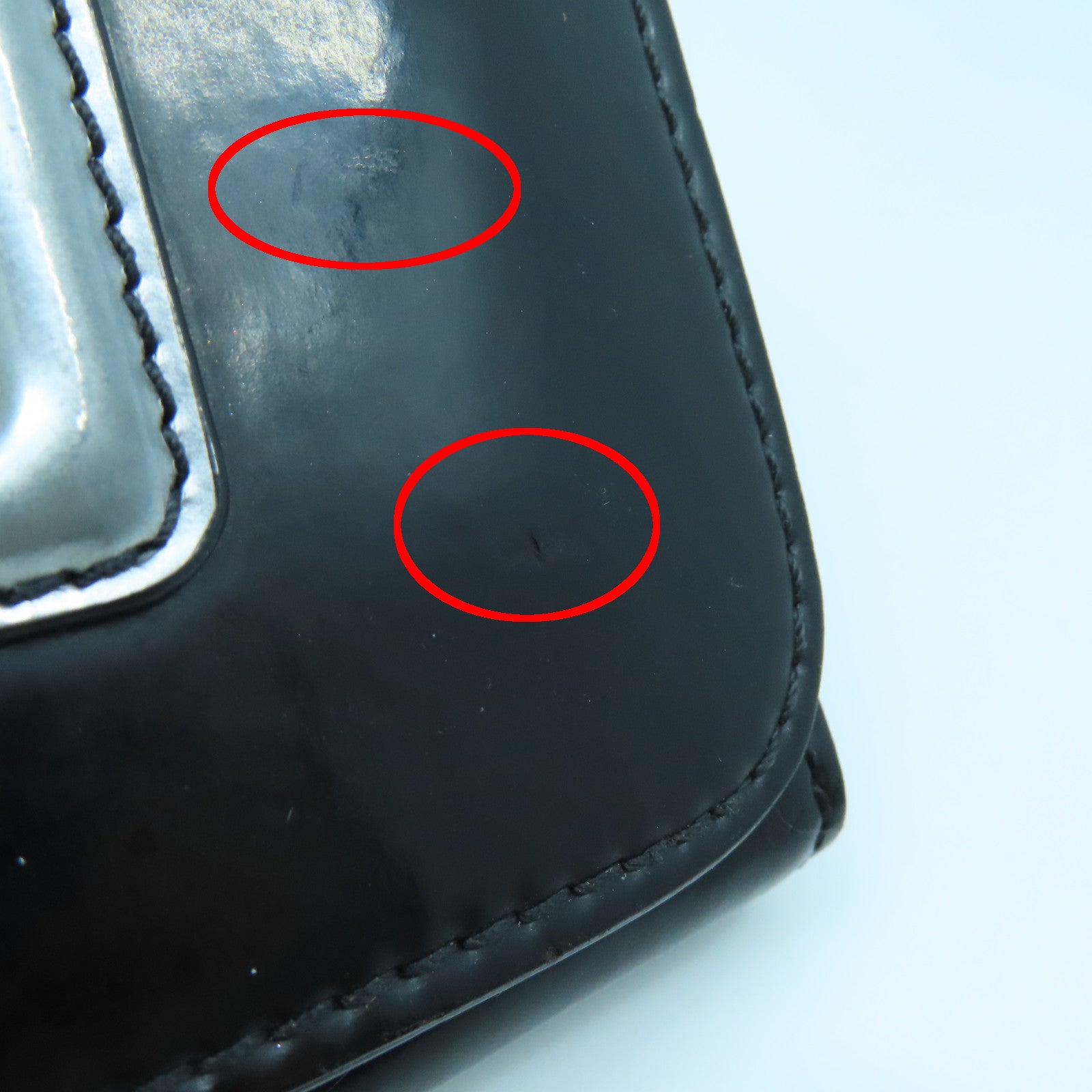 MOSCHINO 漆皮皮革Shoulder Bag银扣链带肩背袋黑色
