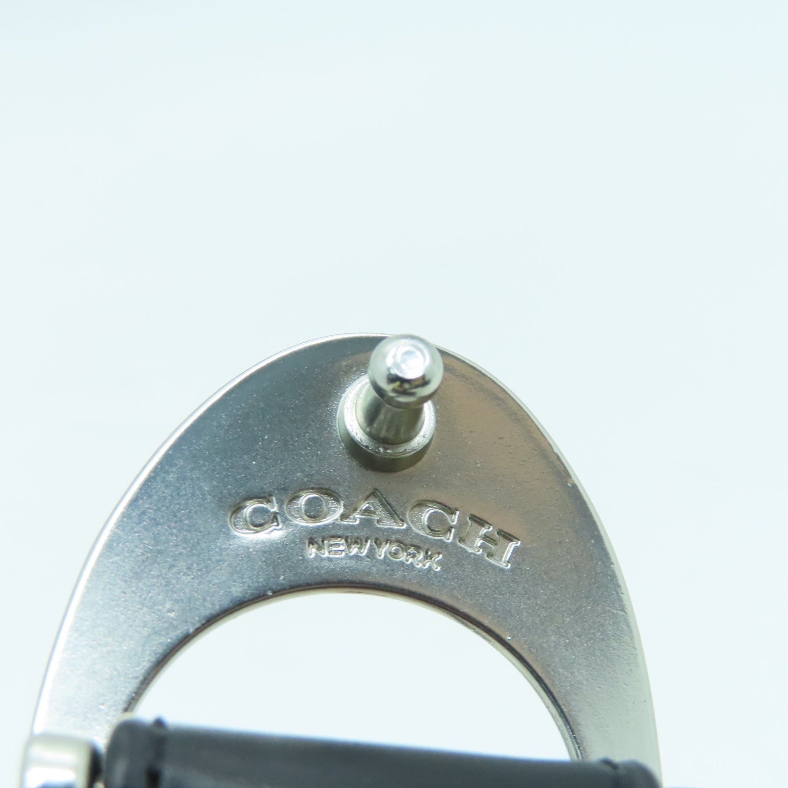 COACH 牛皮皮革Belt银扣皮带黑色