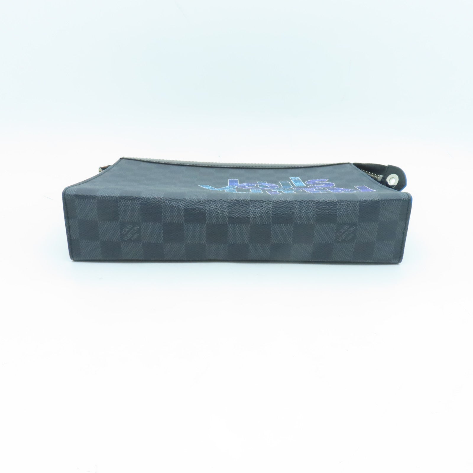 LOUIS VUITTON 【激減優惠】Damier Graphite Pochette Voyage銀扣手拿包黑色灰色