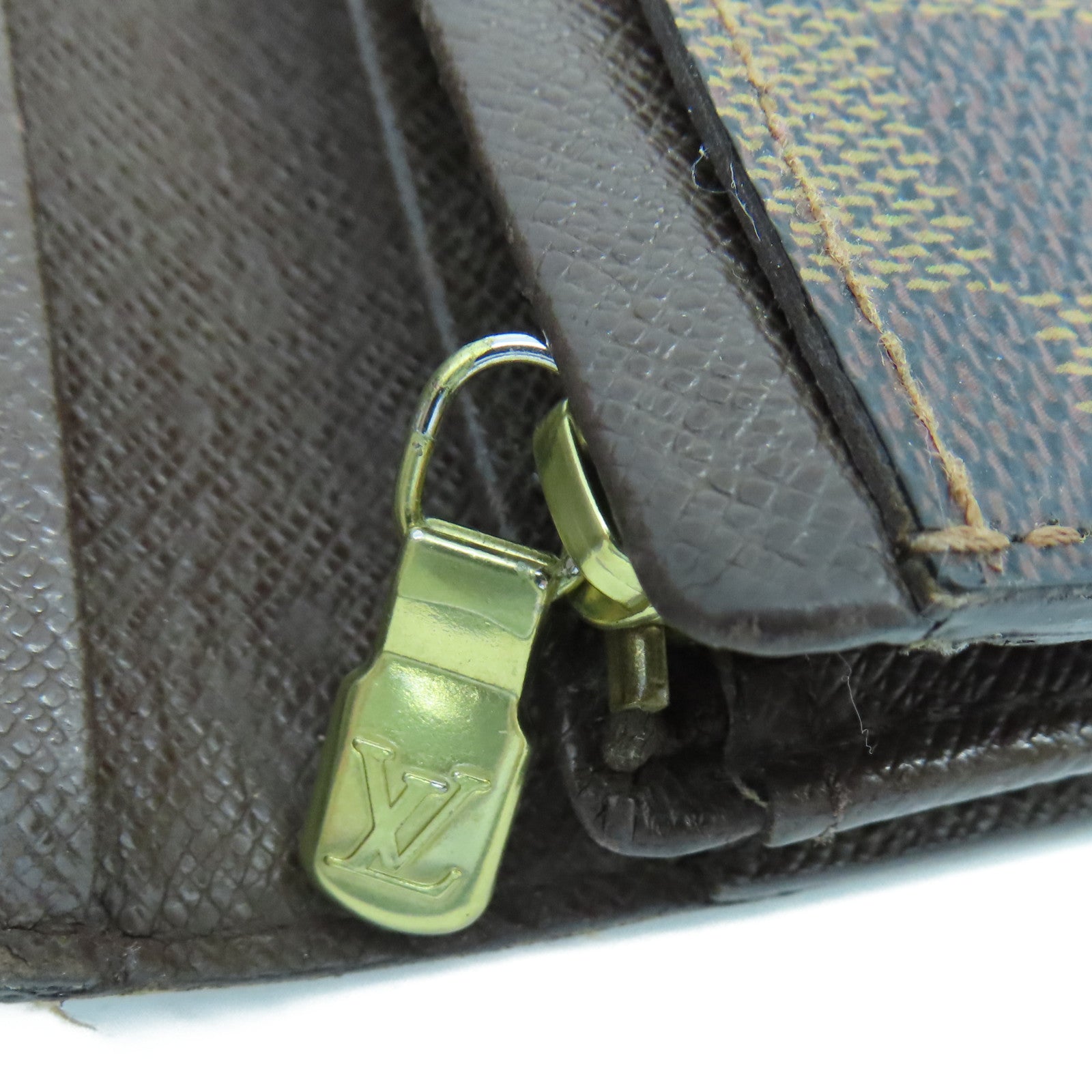 LOUIS VUITTON Damier Ebene金扣錢包棕色