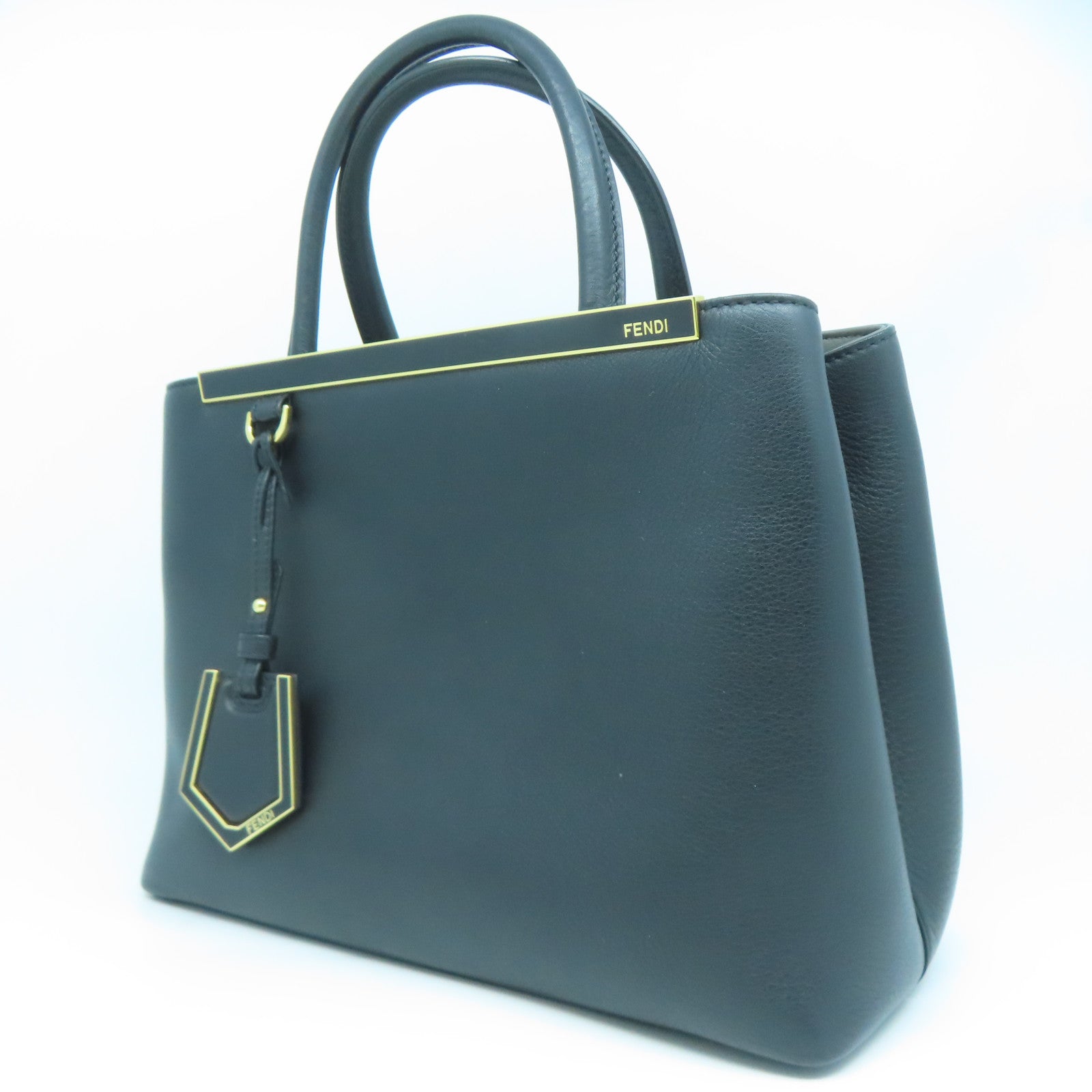 FENDI 【激減優惠】牛皮皮革2 Jour金扣手挽肩背兩用袋黑色