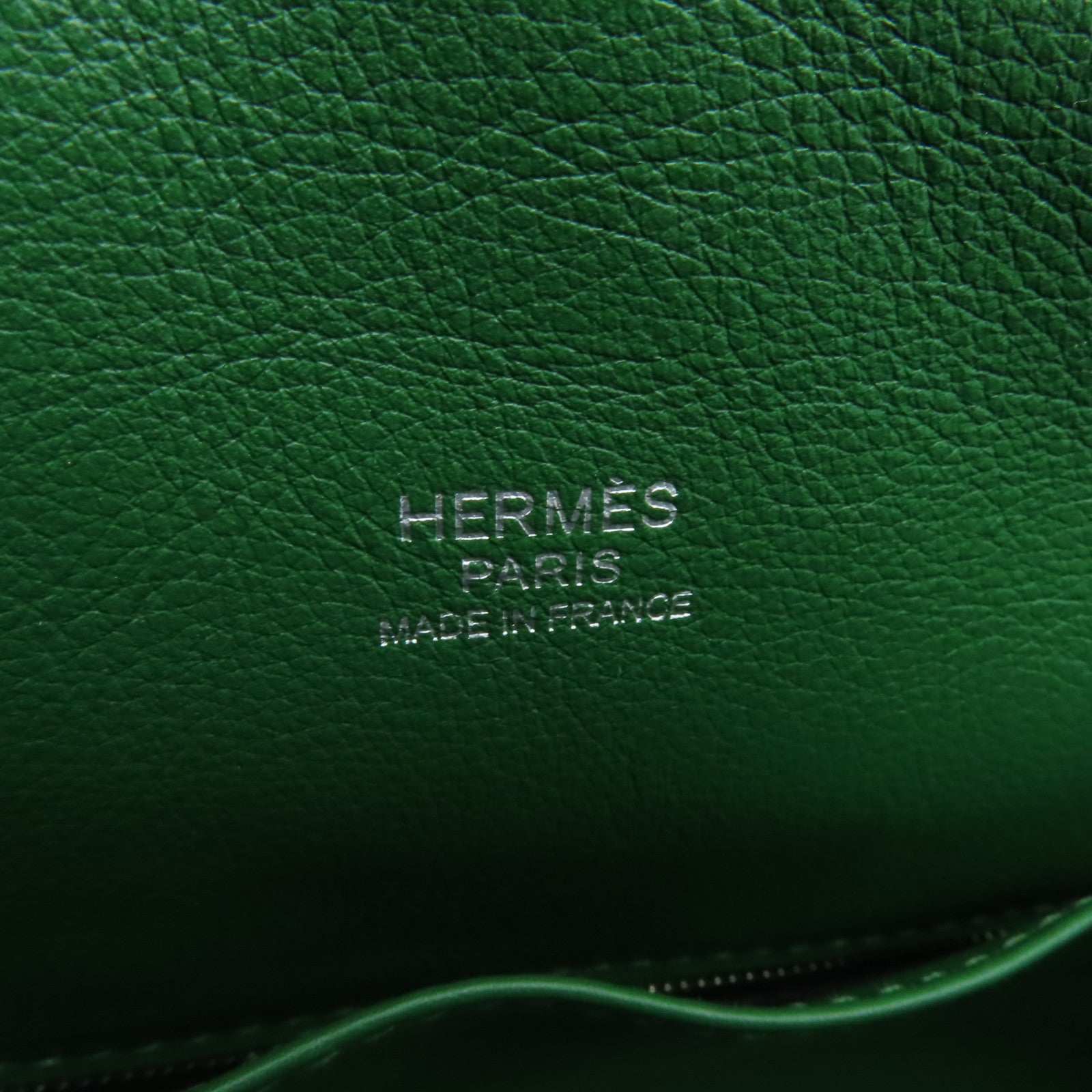 HERMES Sikkim皮革Barda 35銀扣肩背袋綠色/啡色
