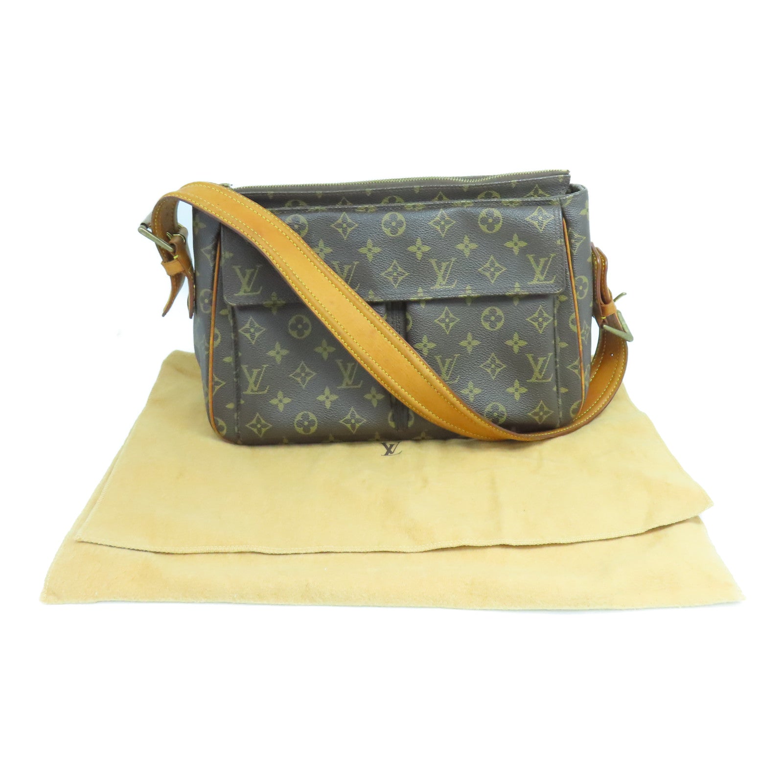 LOUIS VUITTON 【激減優惠】Monogram Viva Cite GM金扣肩背袋棕色