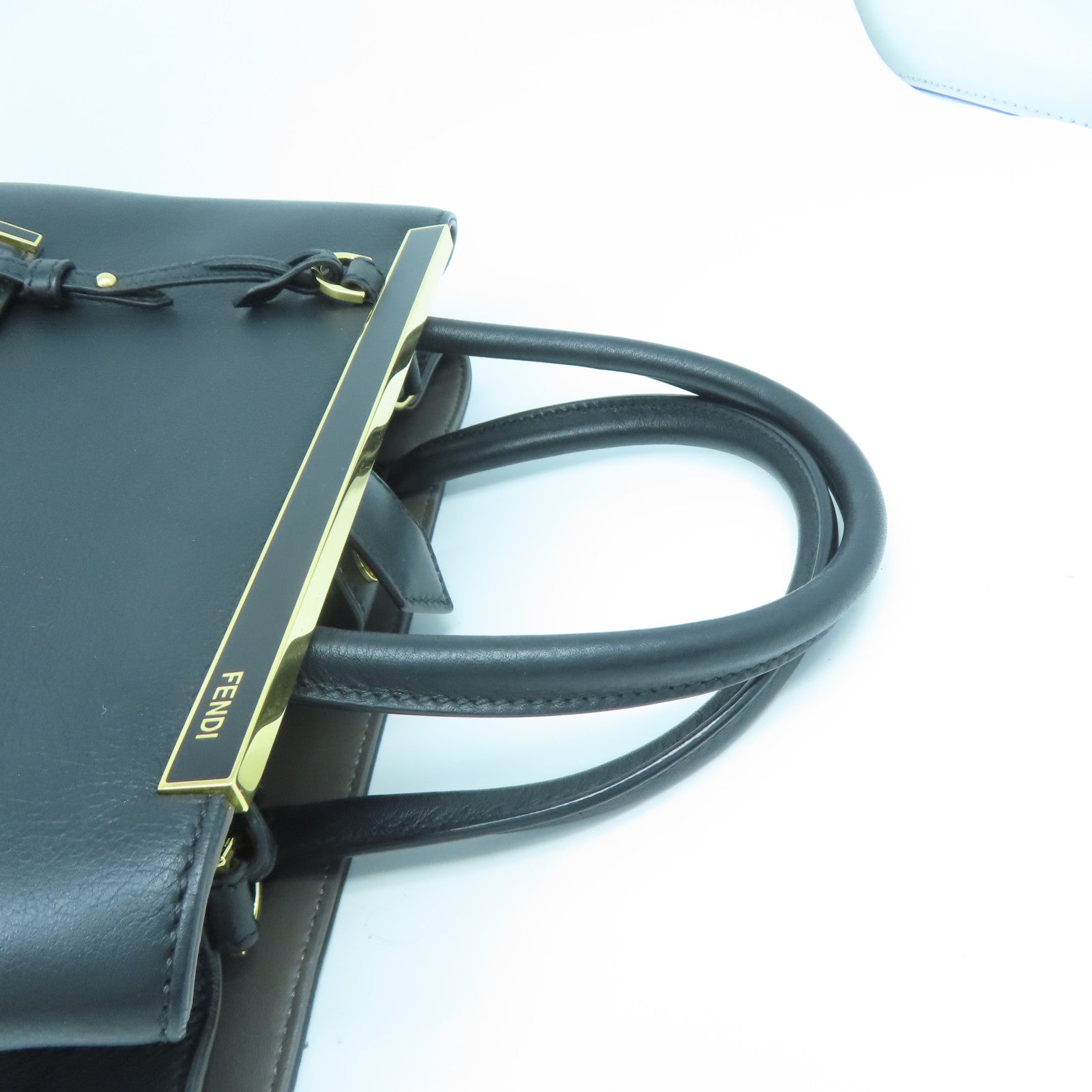 FENDI 【激減優惠】牛皮皮革2 Jour金扣手挽肩背兩用袋黑色