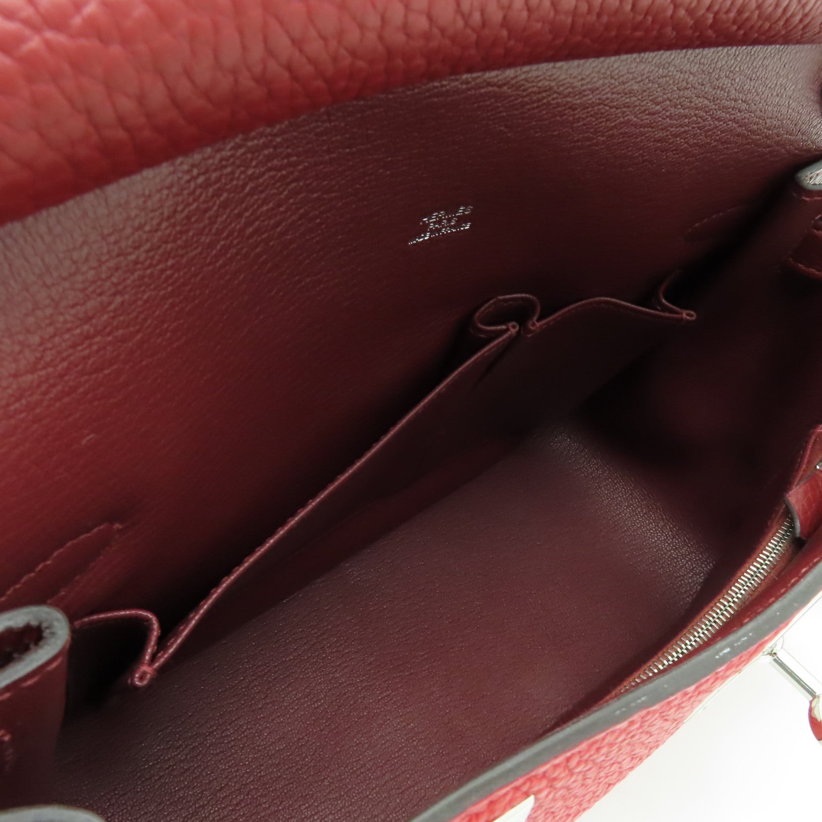 HERMES Clemence皮革Jypsiere 28銀扣肩背袋紅色