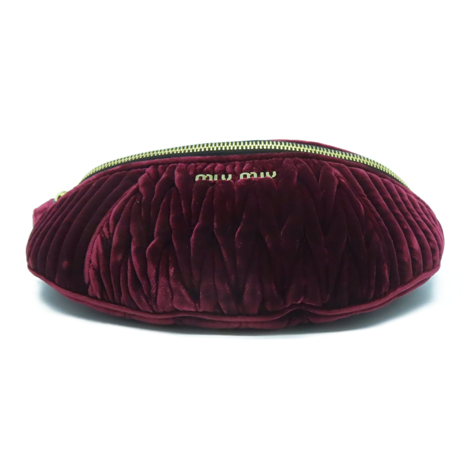 Miu Miu 天鵝絨Waist Bag金扣腰包酒紅色