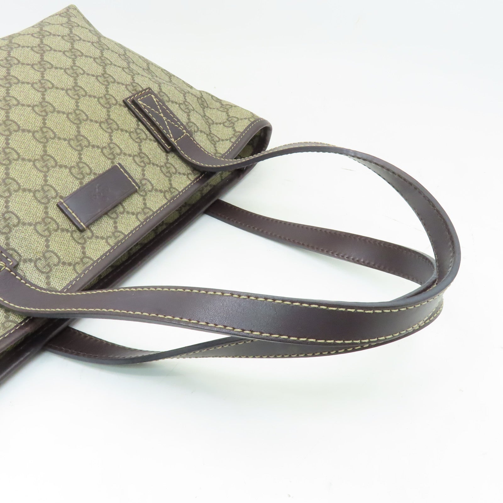 GUCCI 塗層帆布Tote Bag銀扣手挽袋啡色