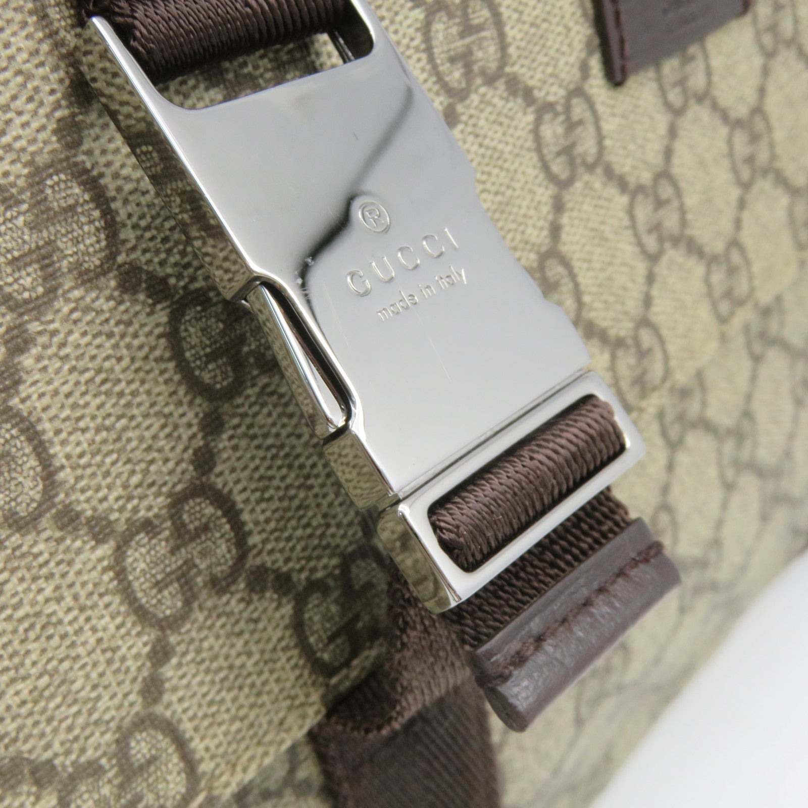 GUCCI Coated Canvas Shoulder Bag Brown Brown