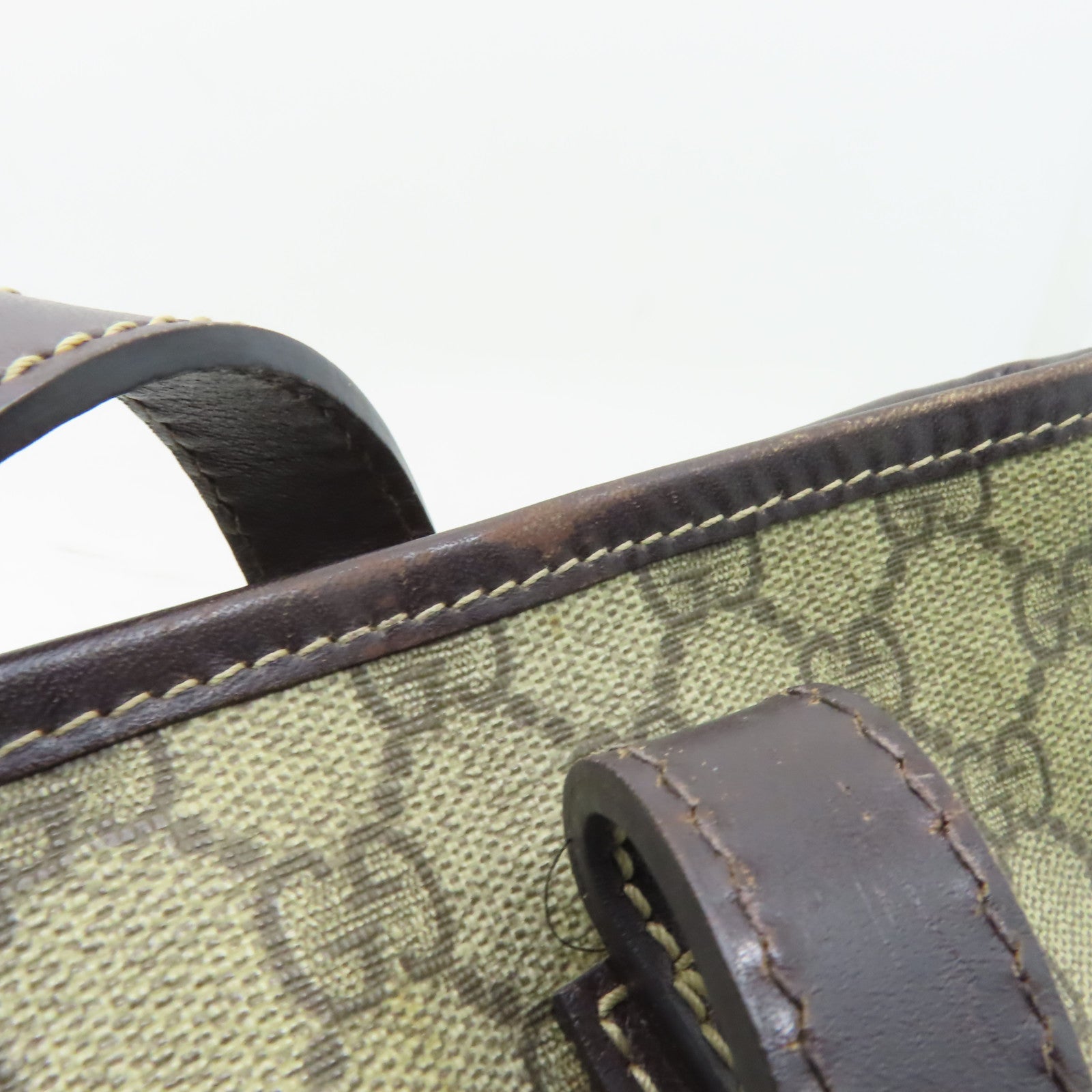 GUCCI 塗層帆布Tote Bag銀扣手挽袋啡色
