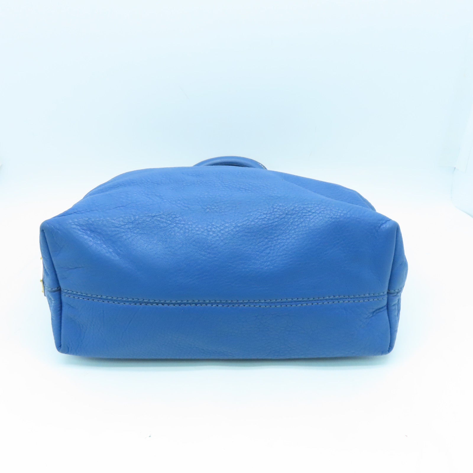 PRADA cowhide leather Shoulder Bag gold buckle handle shoulder bag blue