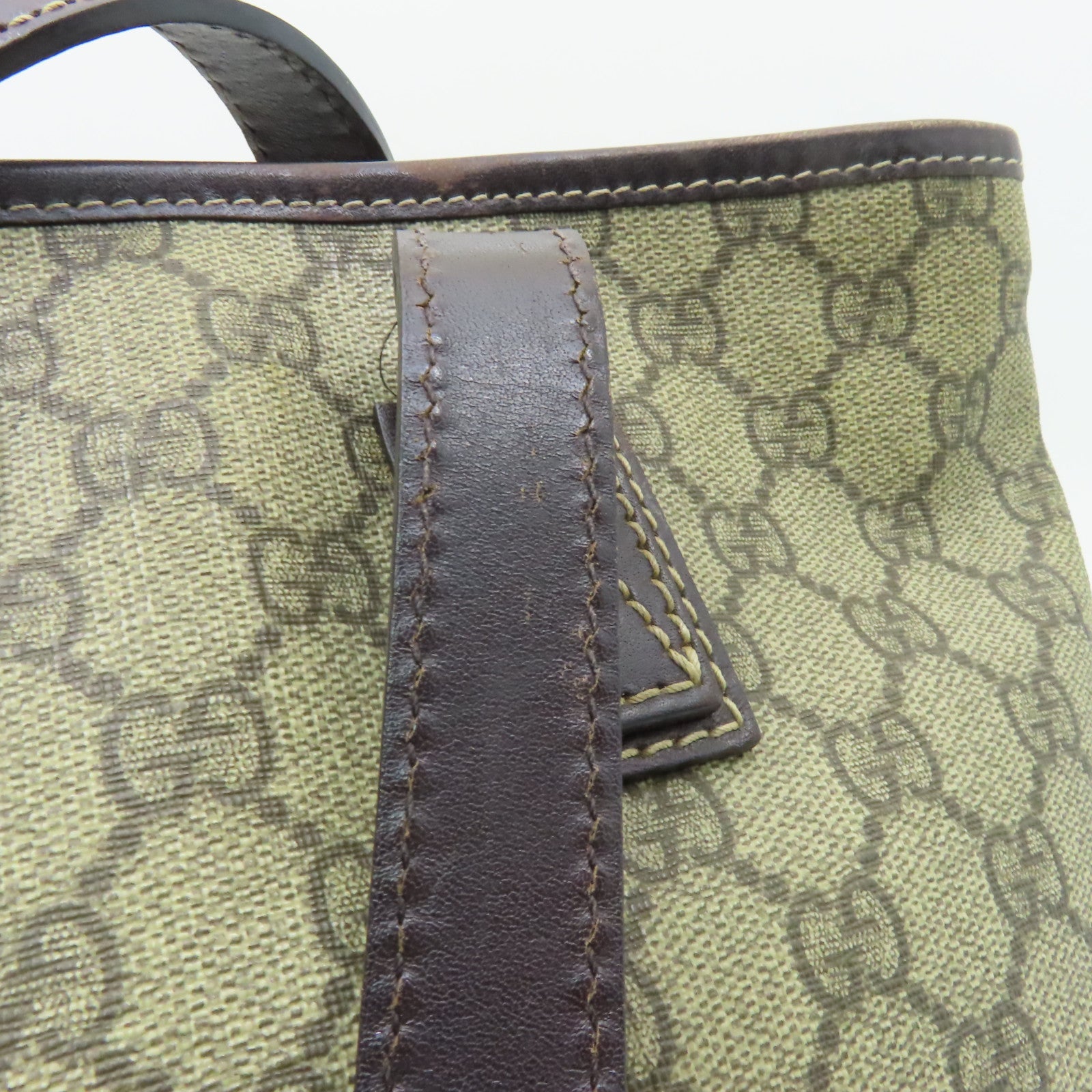 GUCCI 塗層帆布Tote Bag銀扣手挽袋啡色