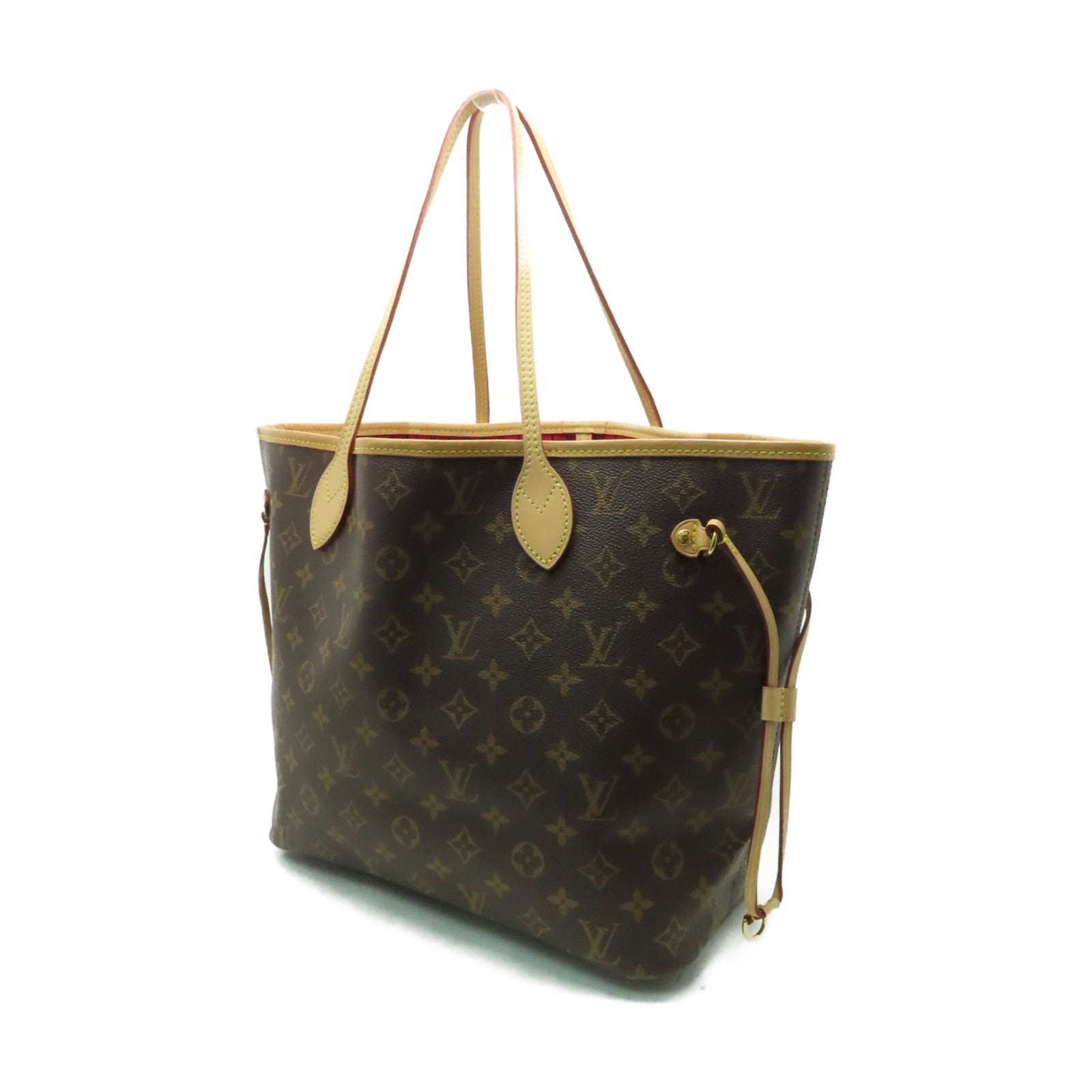 LOUIS VUITTON Monogram Neverfull MM金扣手挽袋啡色