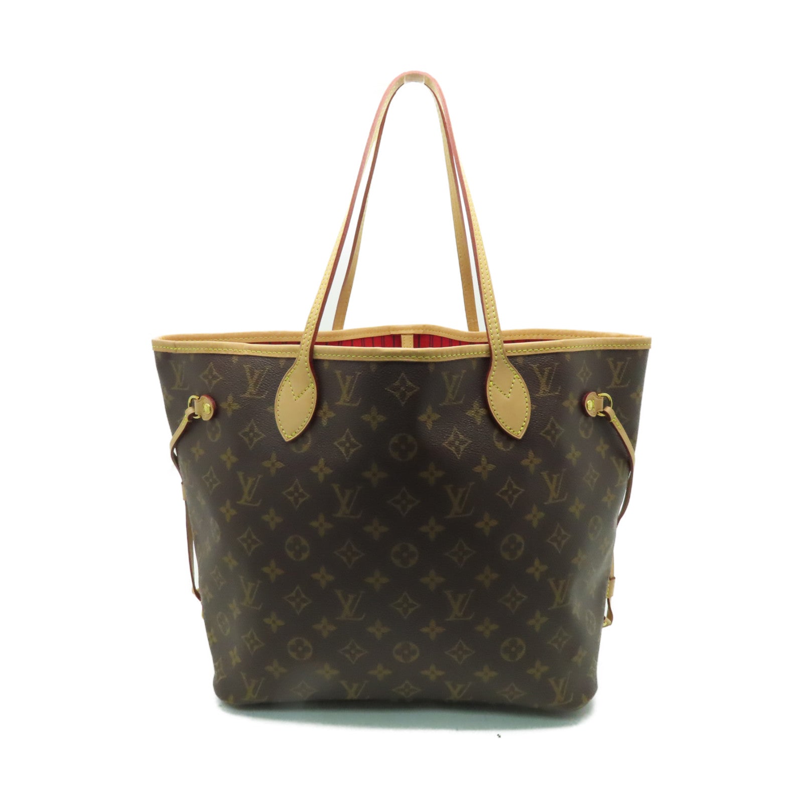 LOUIS VUITTON Monogram Neverfull MM金扣手挽袋啡色