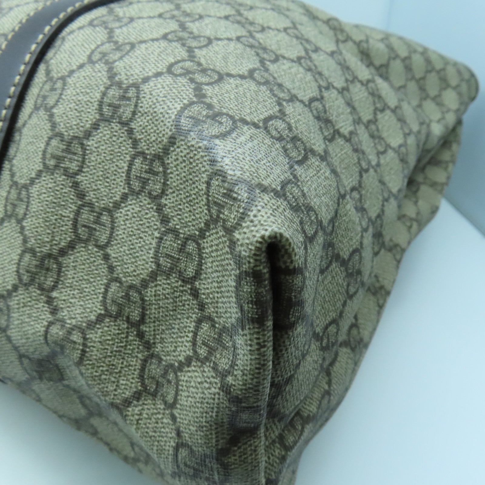 GUCCI 塗層帆布Tote Bag金扣手挽袋啡色