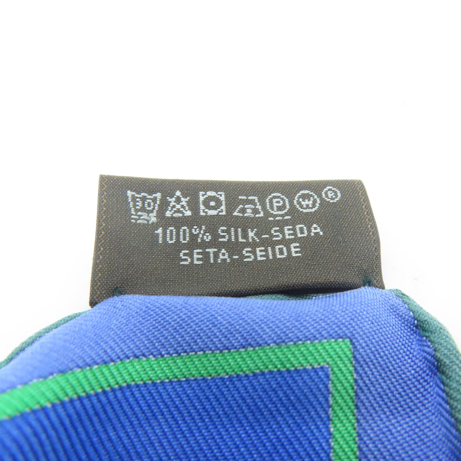 HERMES 絲質Scarf 90x90絲巾藍色/綠色