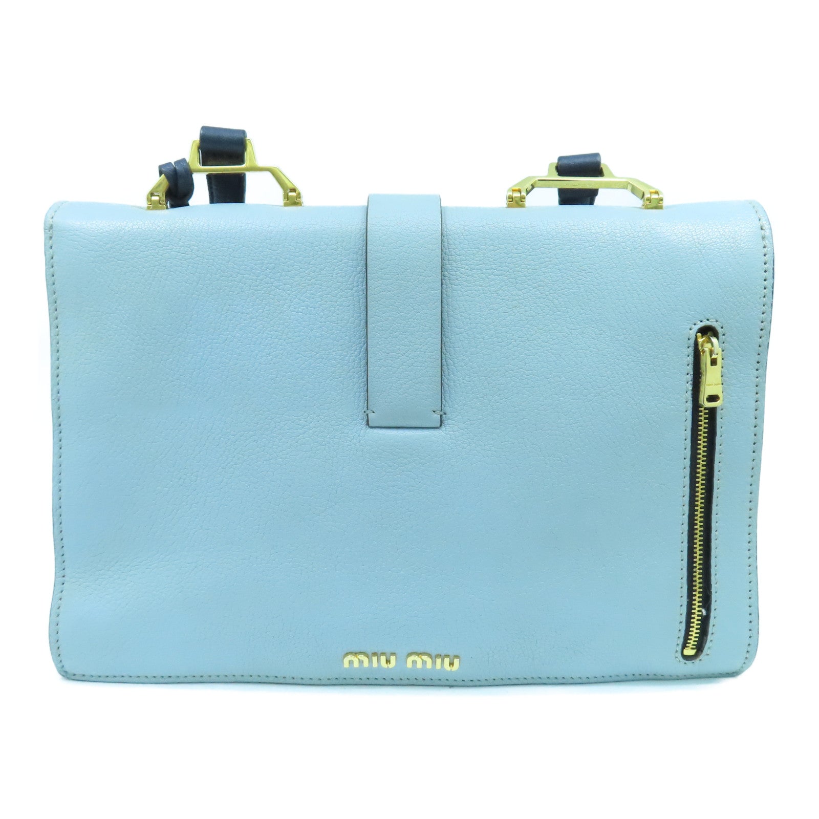 Miu Miu 牛皮皮革Shoulder Bag金扣肩背袋蓝色