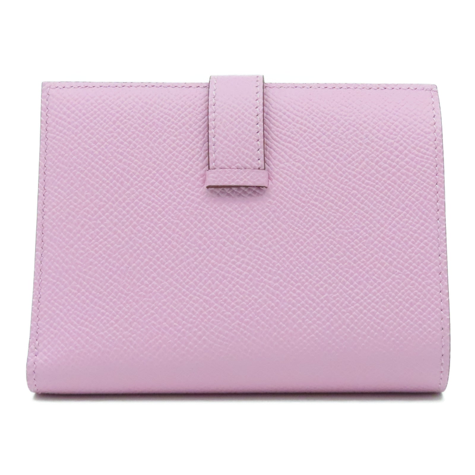 HERMES Togo皮革Bearn Compact銀扣錢包粉紅色