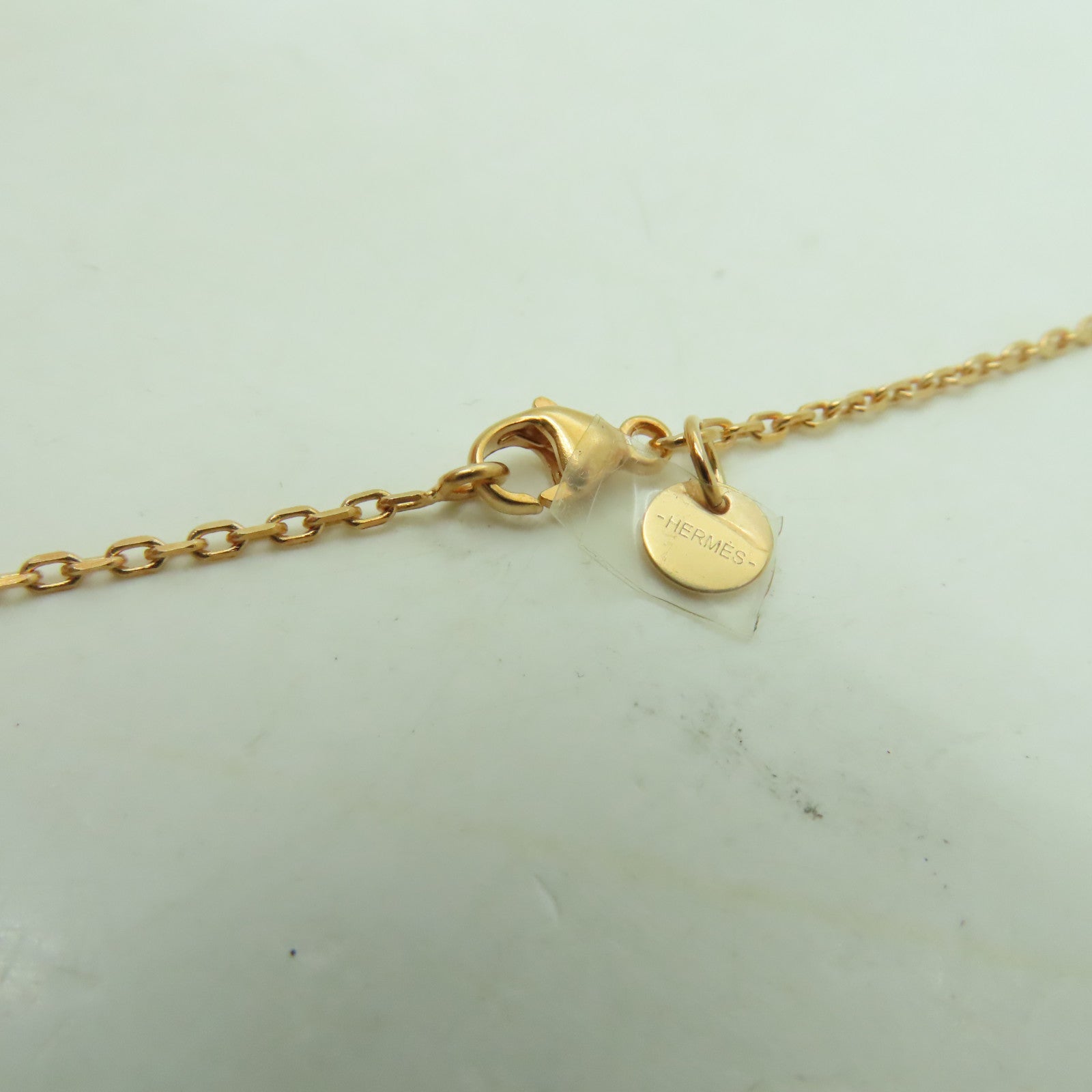 HERMES Swift皮革/金屬As De Coeur Necklace項鍊啡色/金色