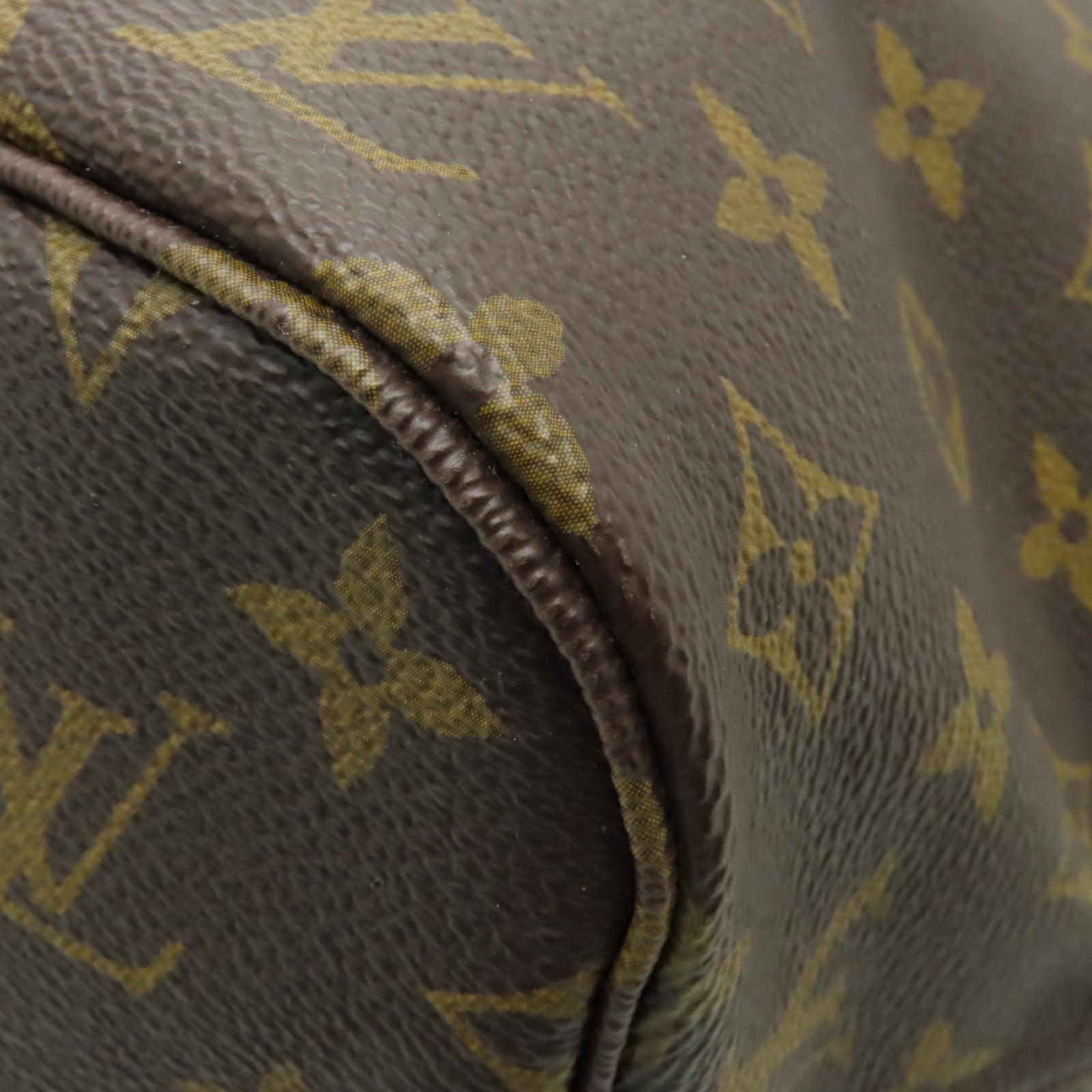 LOUIS VUITTON Monogram Neverfull MM金扣手挽袋啡色