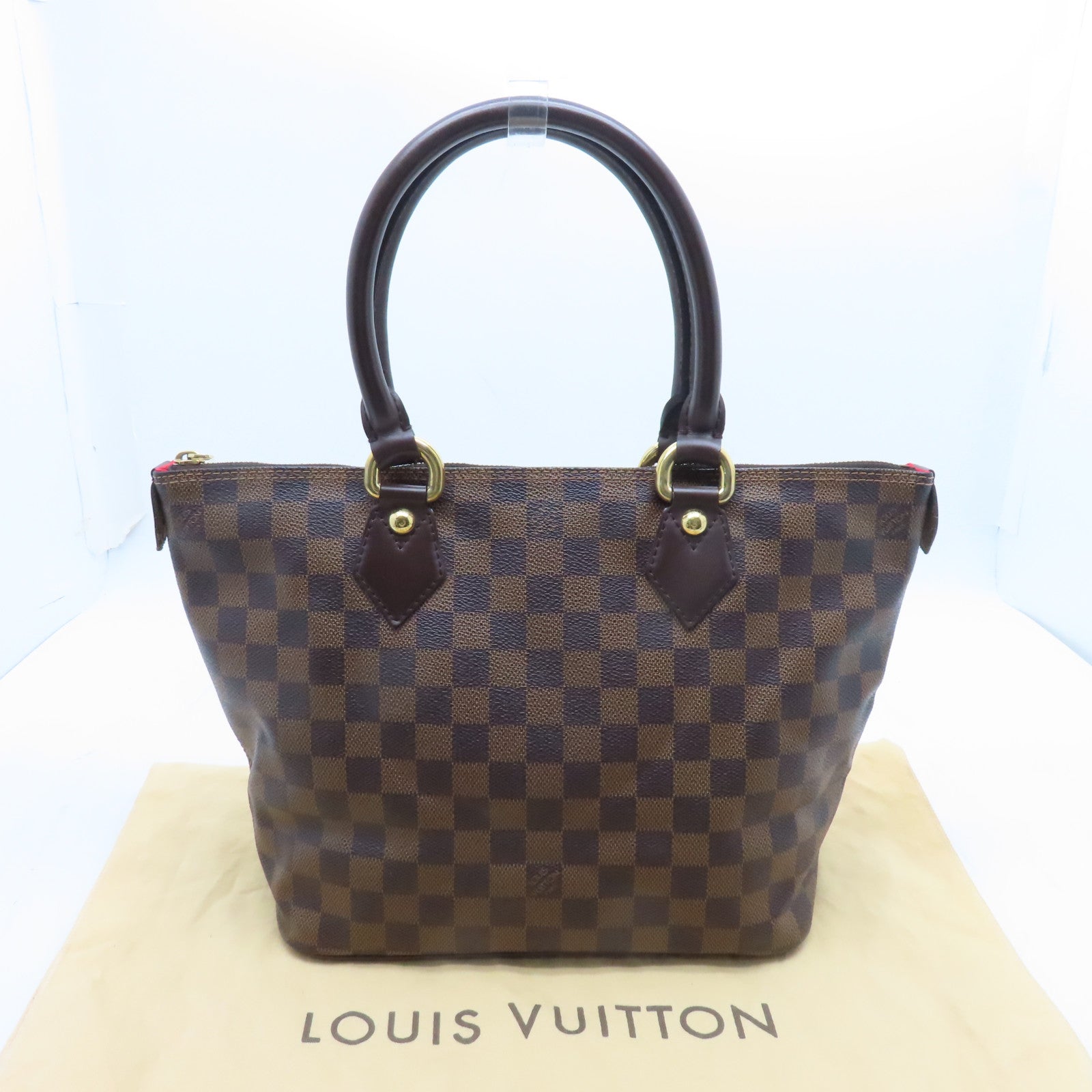 LOUIS VUITTON Damier Saleya PM金扣手挽袋啡色