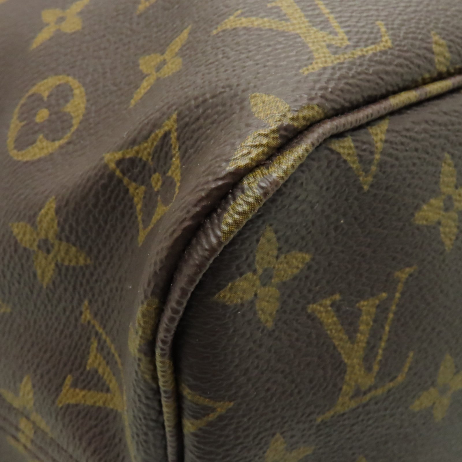 LOUIS VUITTON Monogram Neverfull MM金扣手挽袋啡色