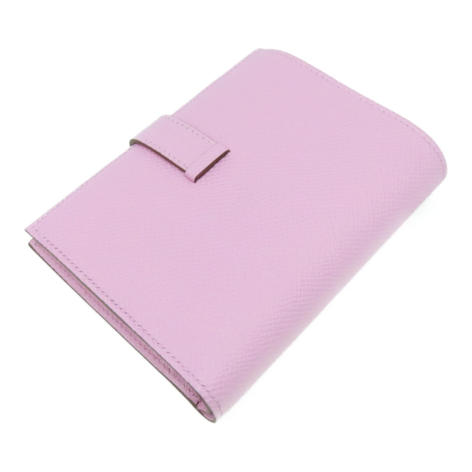 HERMES Togo皮革Bearn Compact銀扣錢包粉紅色