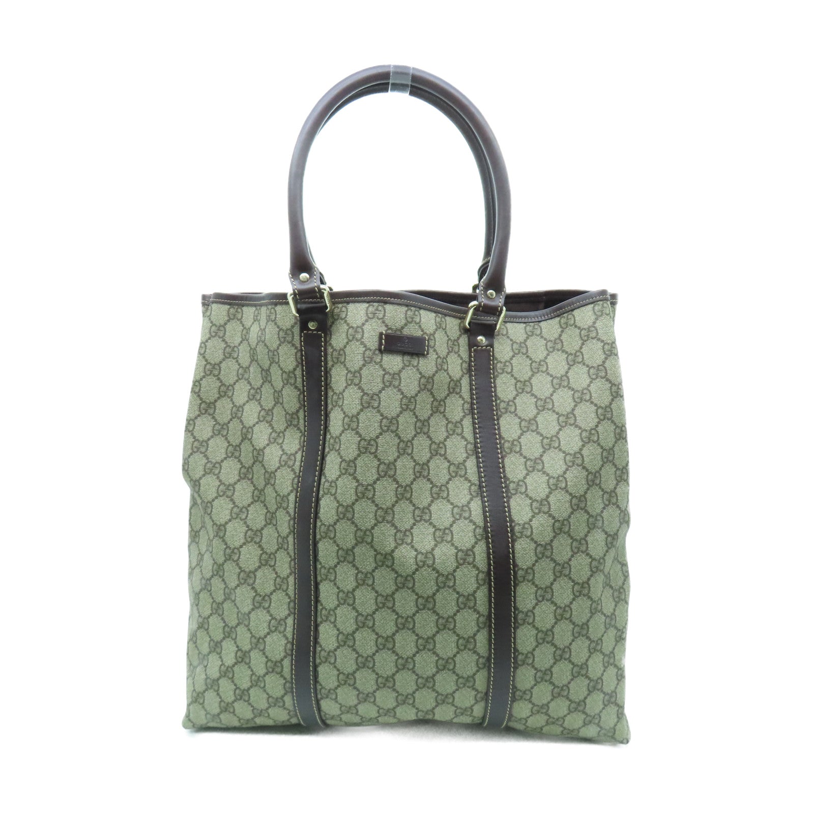 GUCCI 塗層帆布Tote Bag金扣手挽袋啡色