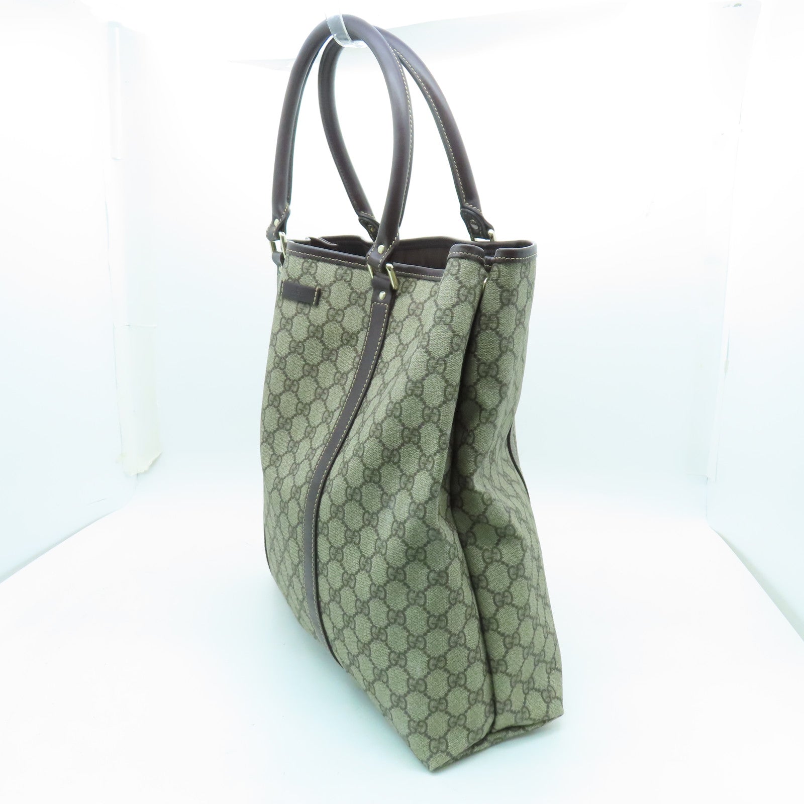 GUCCI 塗層帆布Tote Bag金扣手挽袋啡色