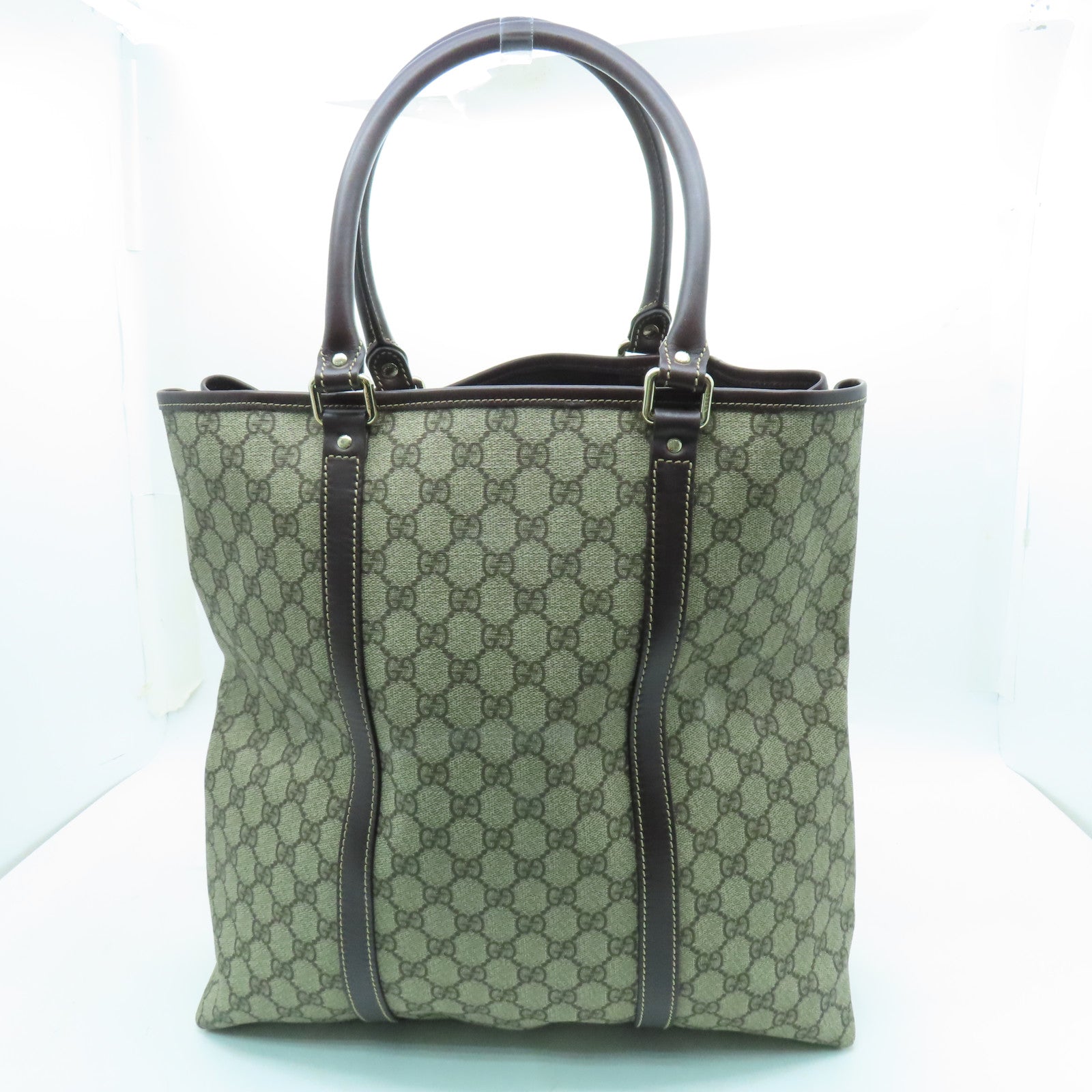 GUCCI 塗層帆布Tote Bag金扣手挽袋啡色