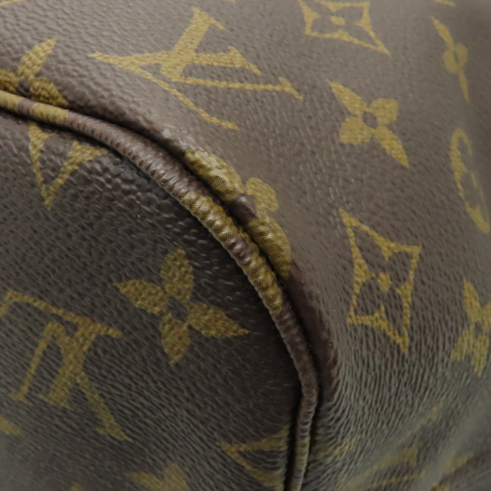 LOUIS VUITTON Monogram Neverfull MM金扣手挽袋啡色