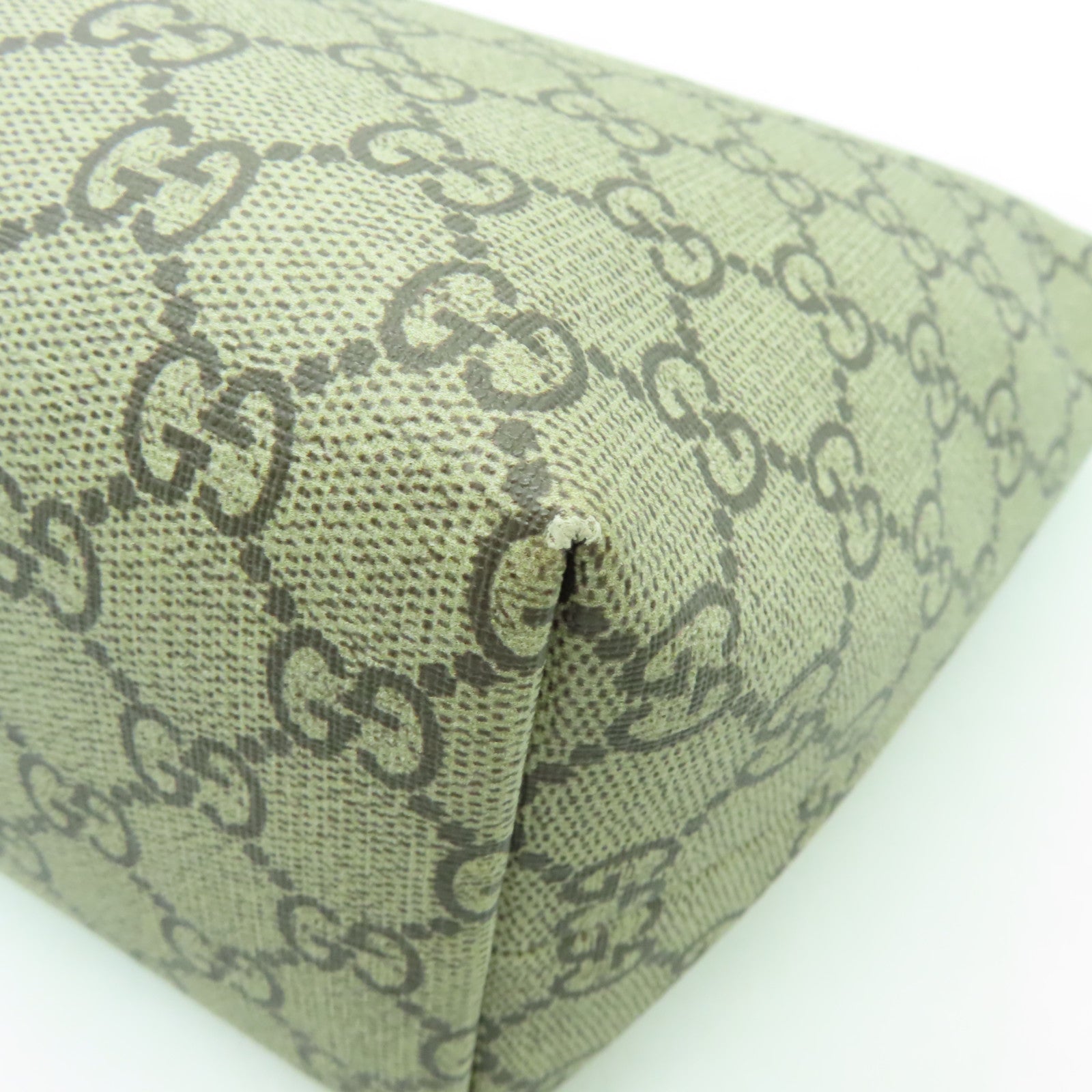 GUCCI 塗層帆布Handbag銀扣手挽袋啡色/紅色