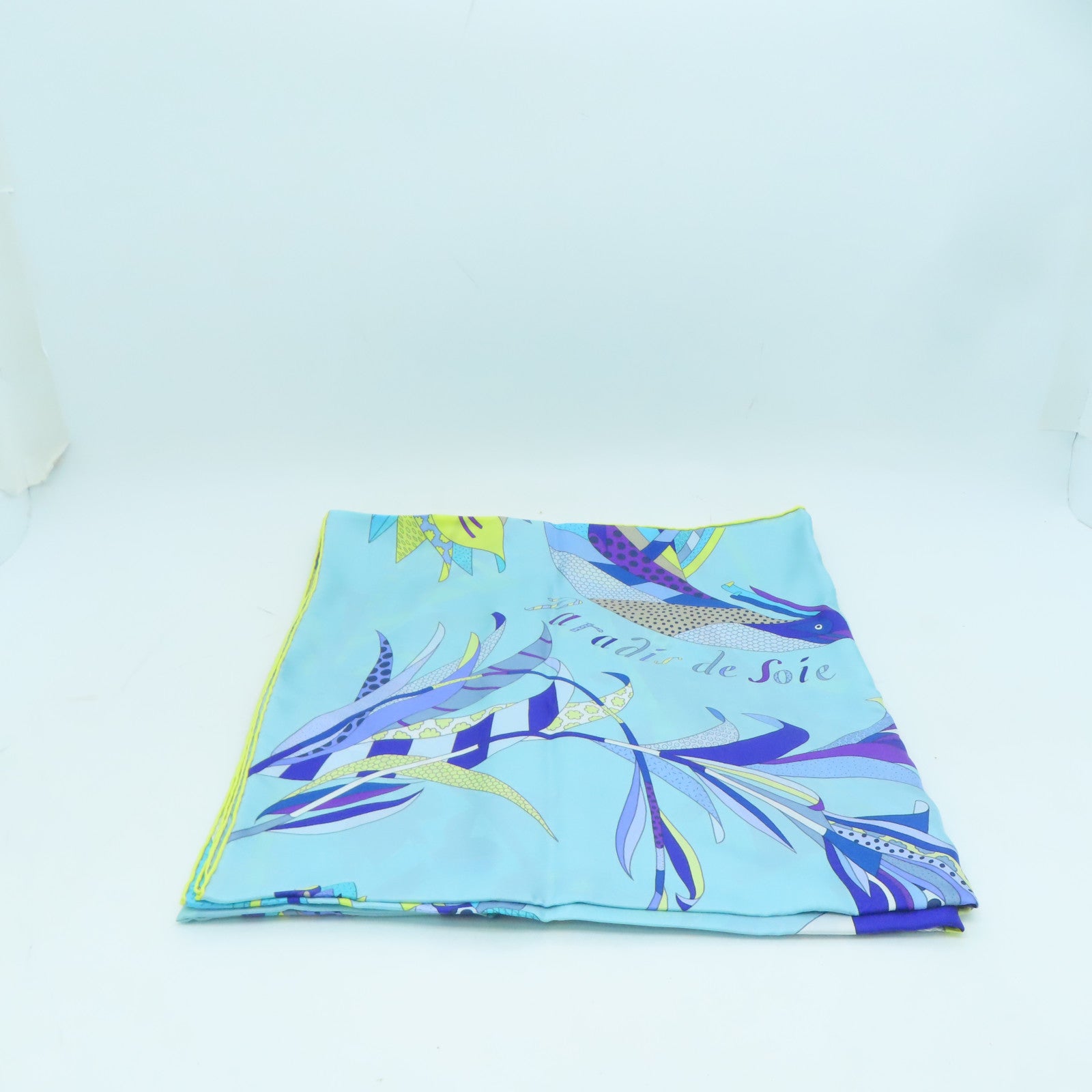 HERMES 絲質Scarf 140x140絲巾藍色/黃色