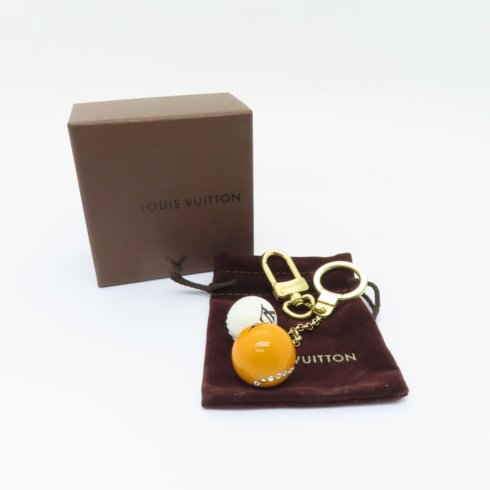 LOUIS VUITTON PVC/Metal Key Ring金扣鎖匙扣橙色/白色