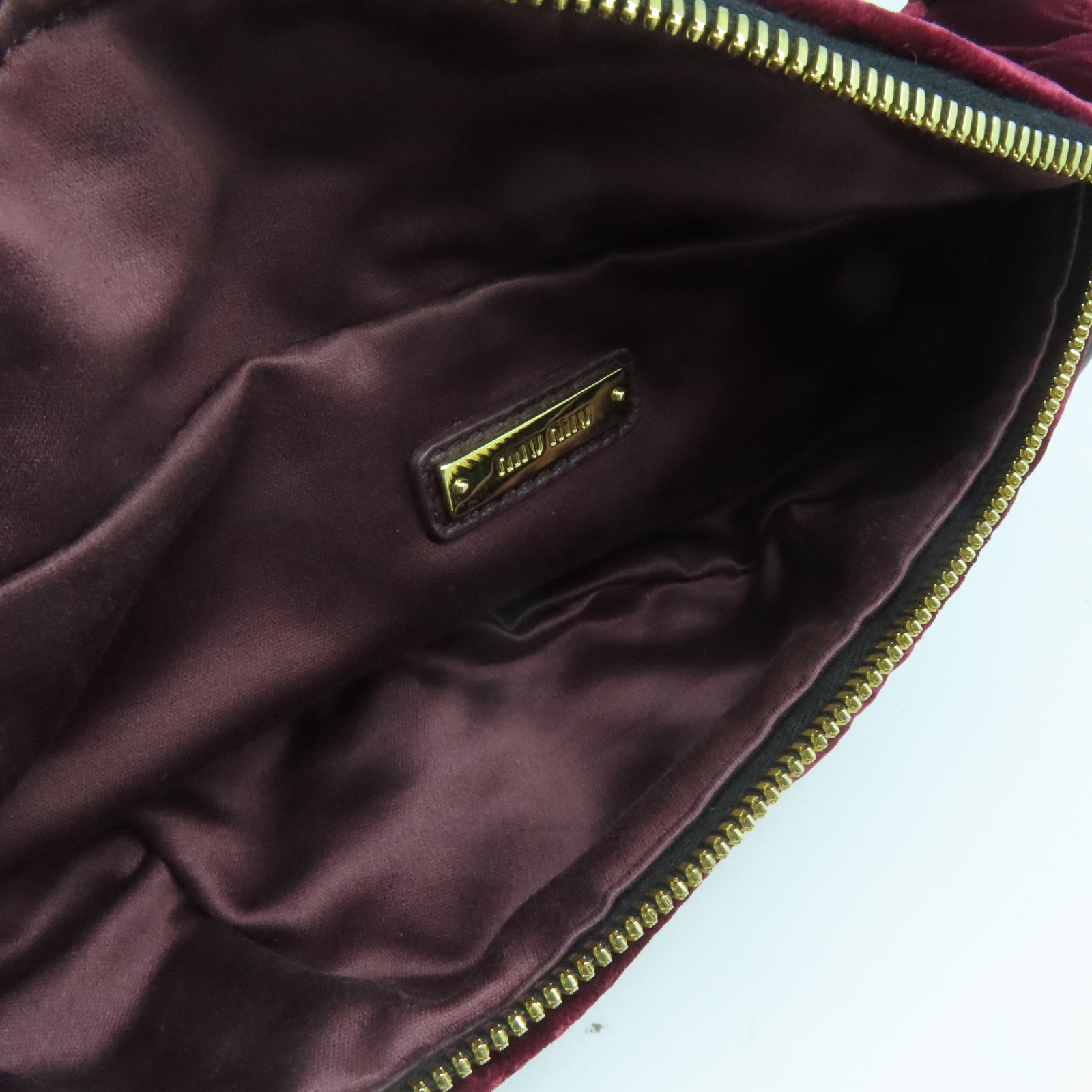 Miu Miu 天鵝絨Waist Bag金扣腰包酒紅色
